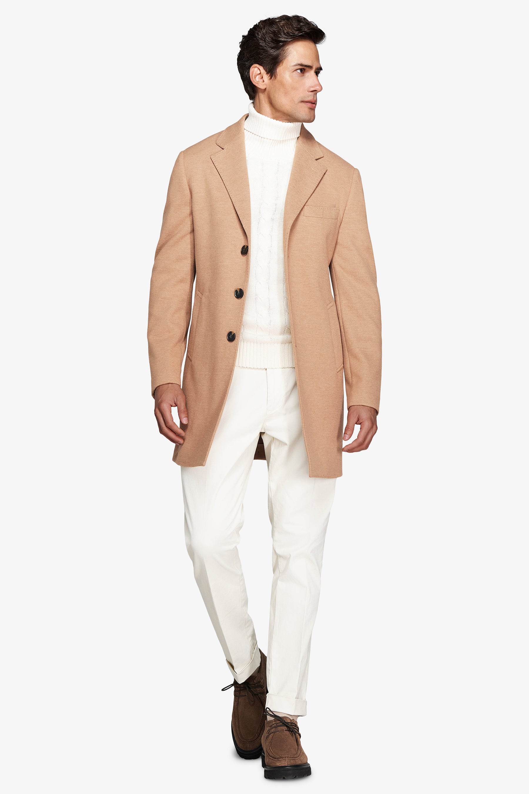 Manteau baronnet beige moyen