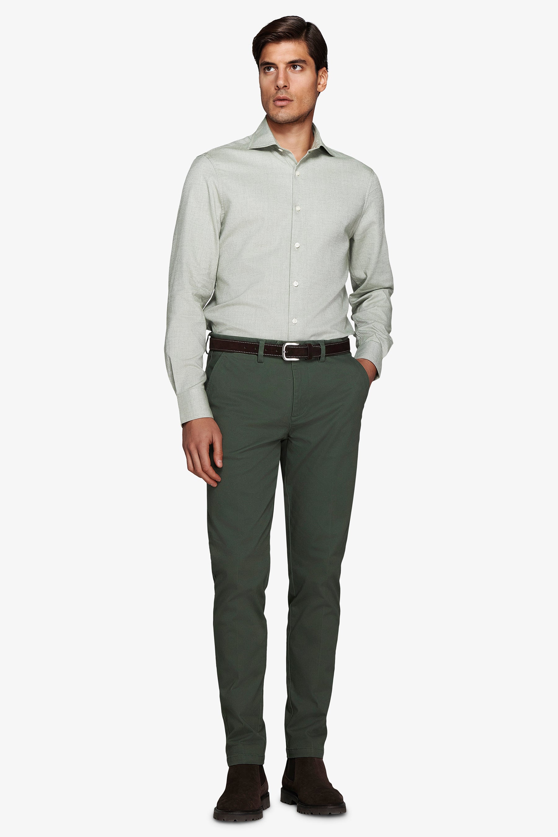 Green flannel effect shirt