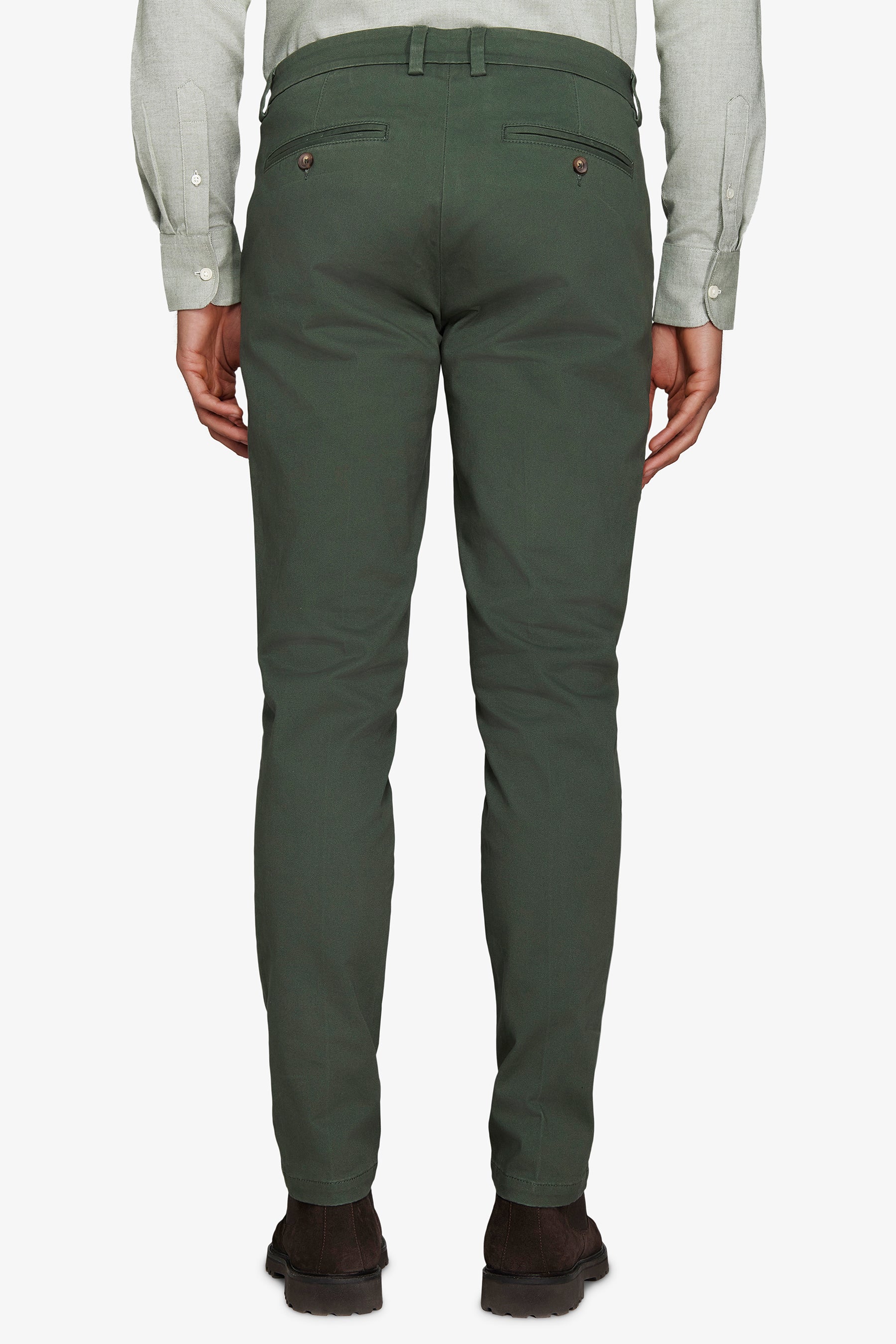 Pantalon chino en gabardine vert