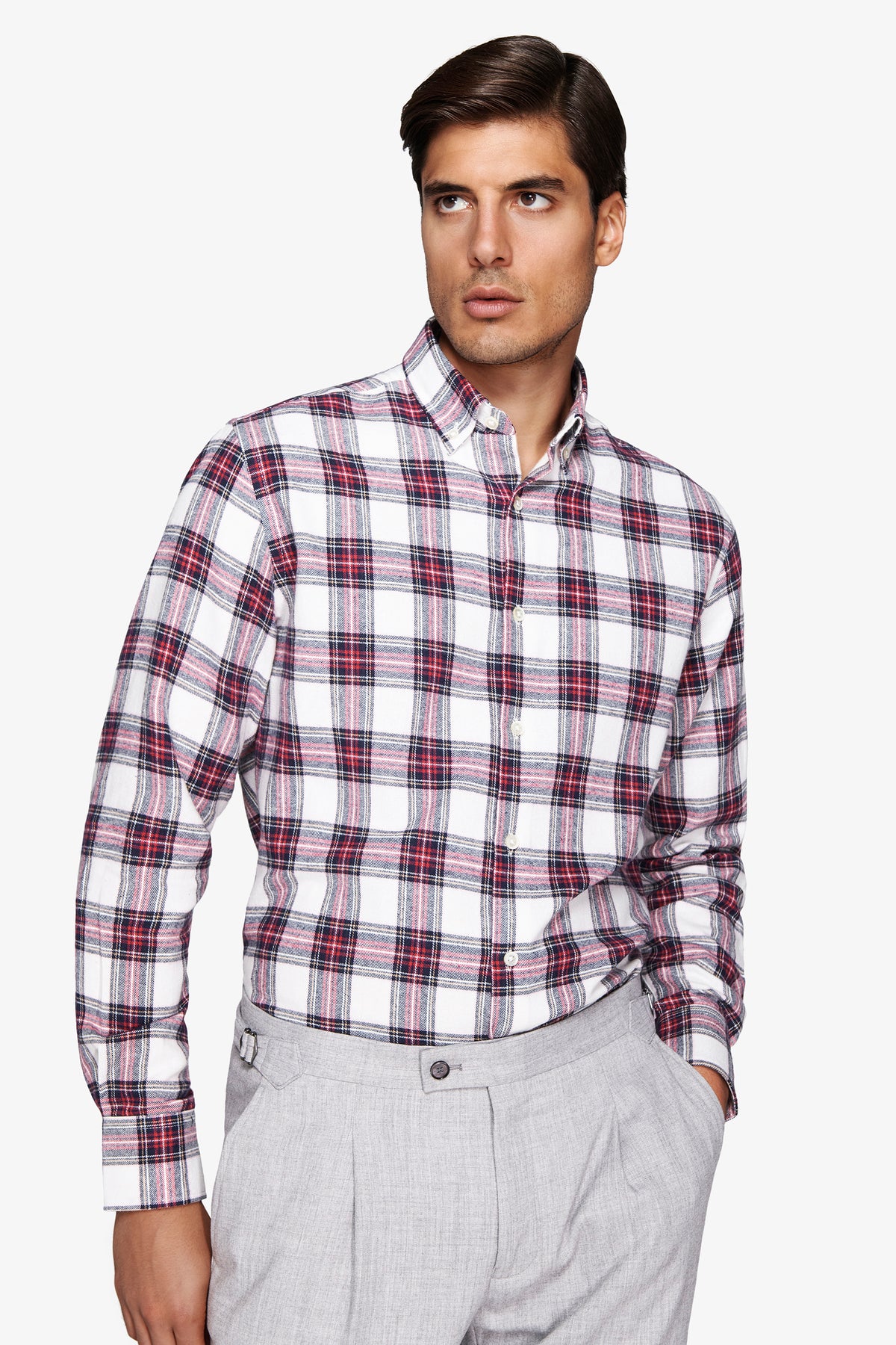 CAMICIA FLANELLA QUADRI BORDEAUX-Dan John