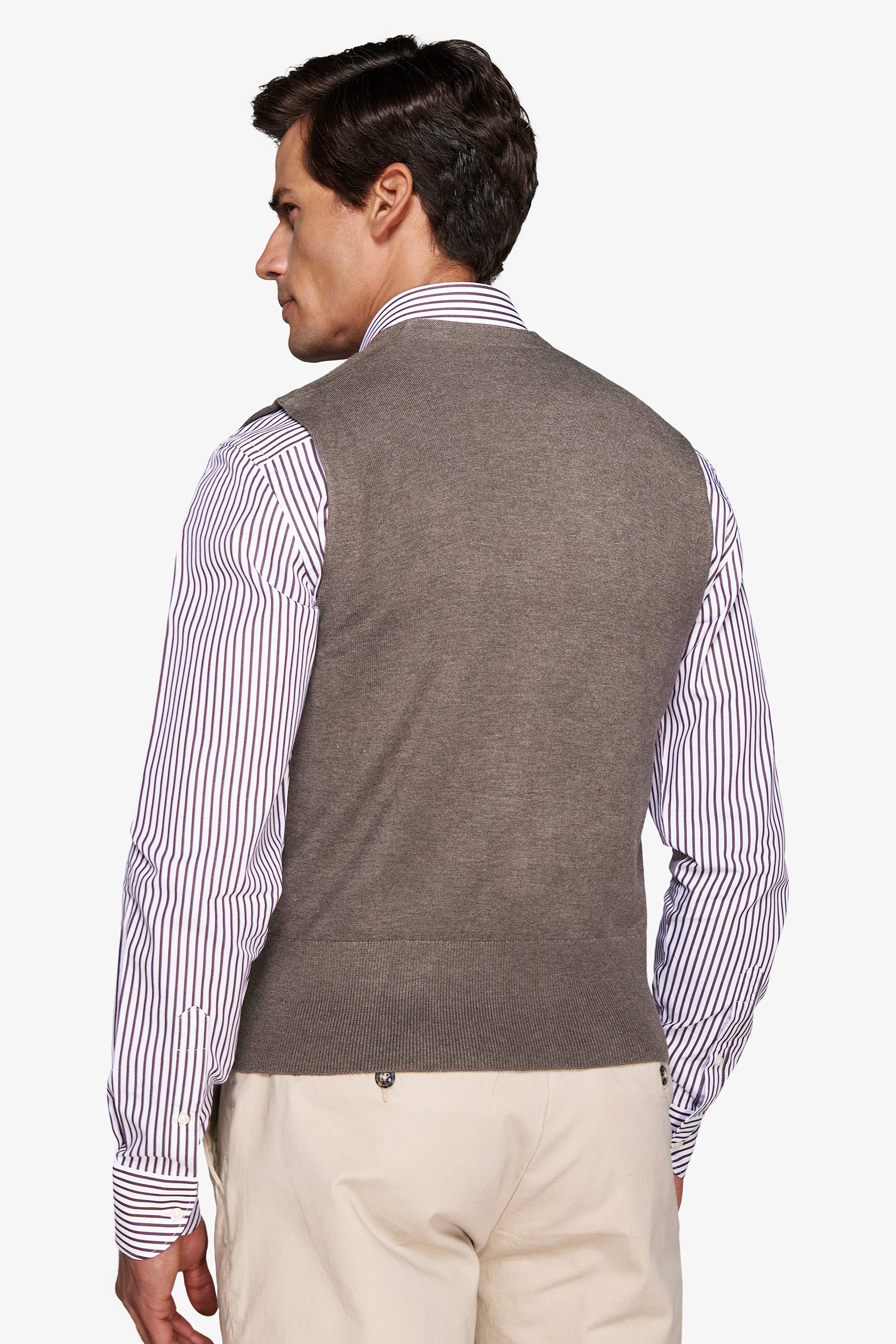 Gilet doppiopetto in maglia basic tortora-Dan John