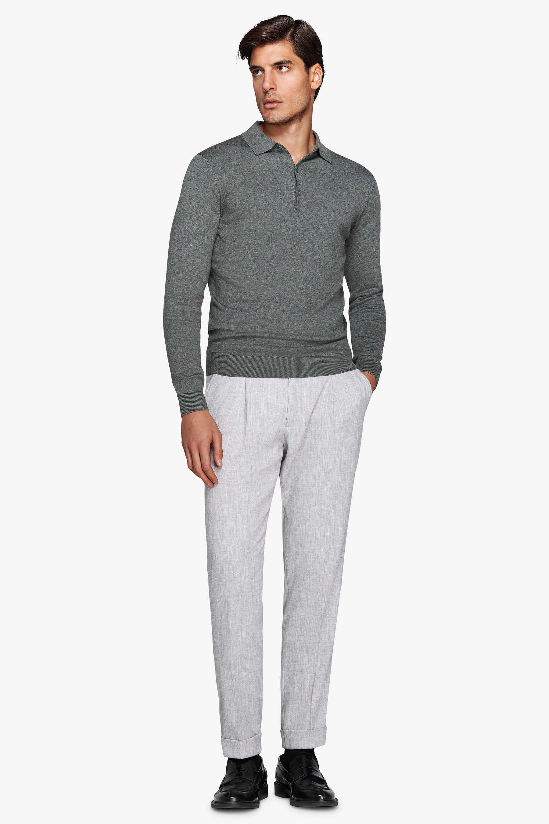 Polo en maille à boutons marron