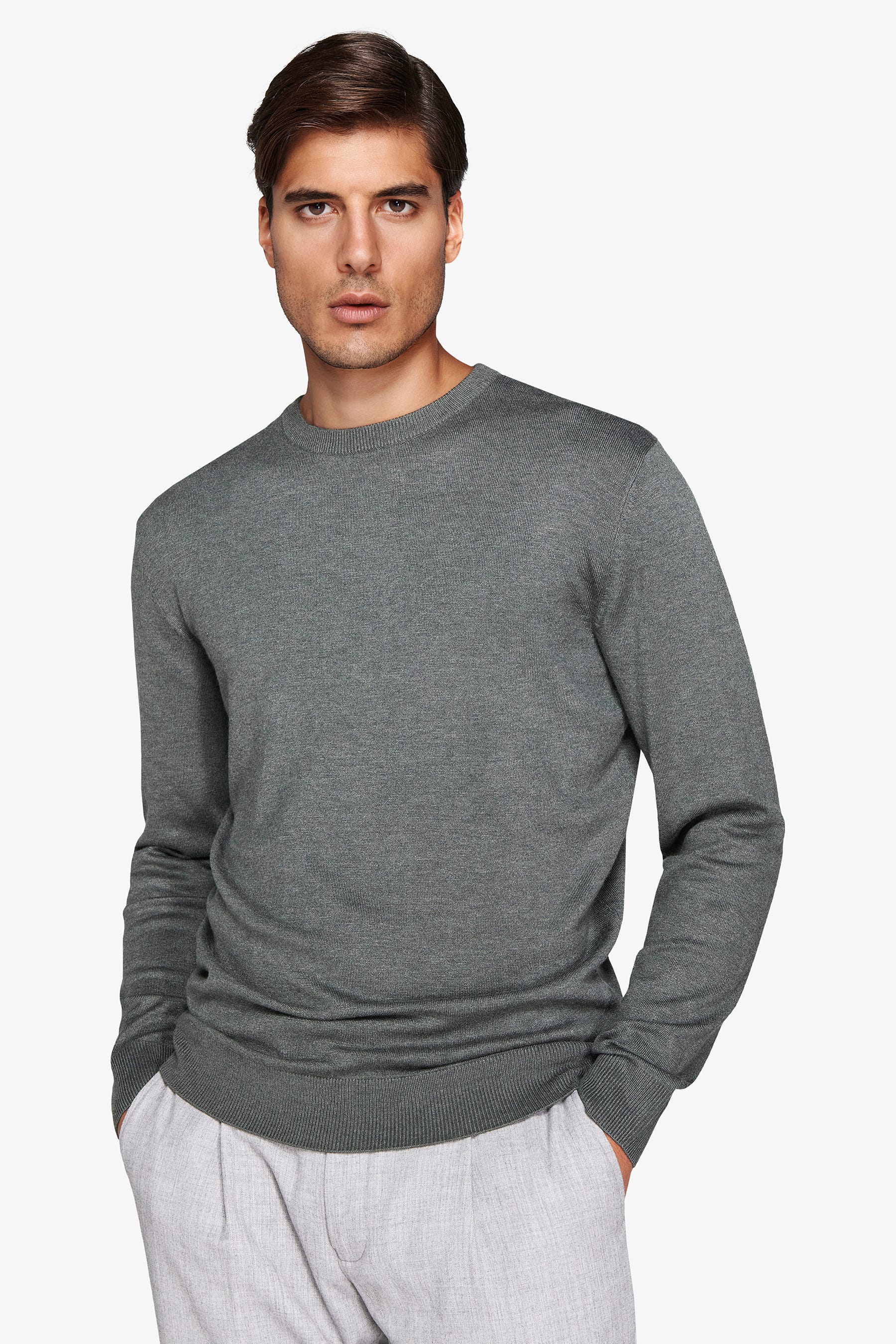 Maglia girocollo basic verde-Dan John