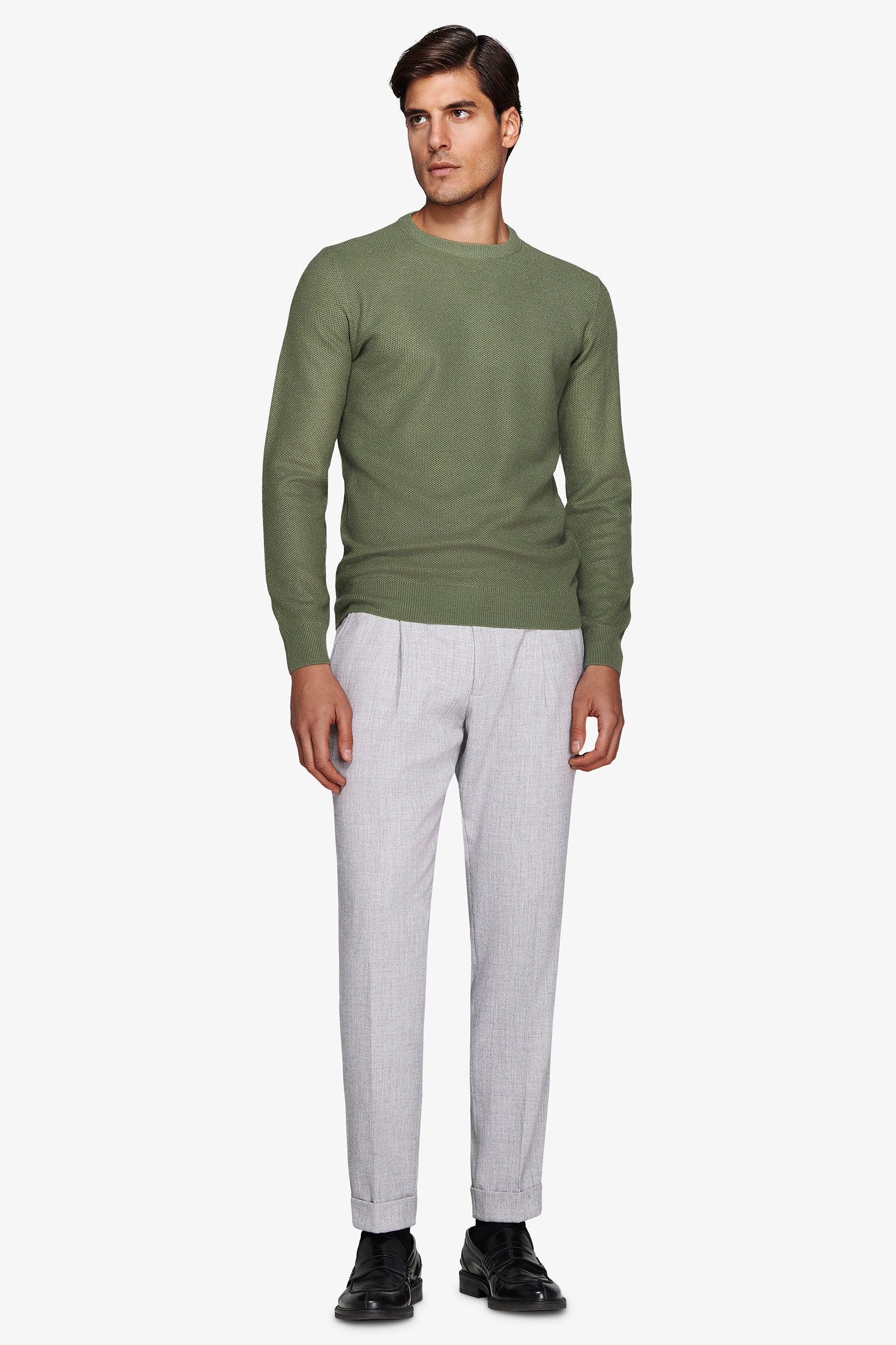 Maglia girocollo armaturata chicco riso verde