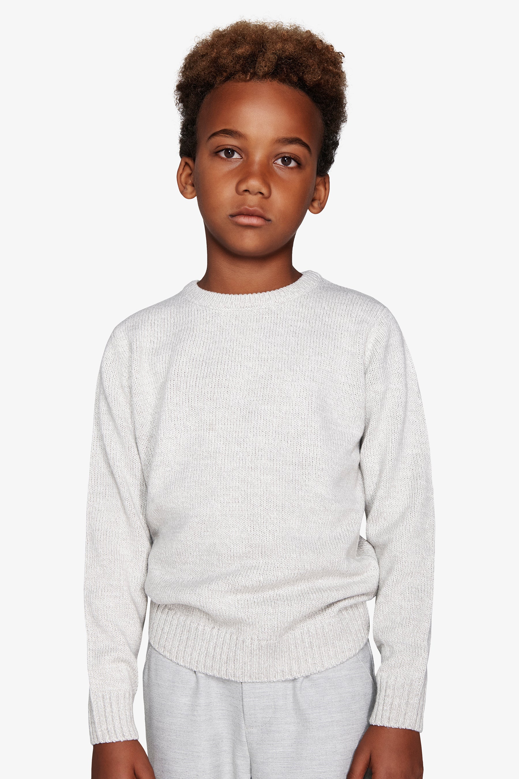 KIDS Light gray mouliné crewneck sweater
