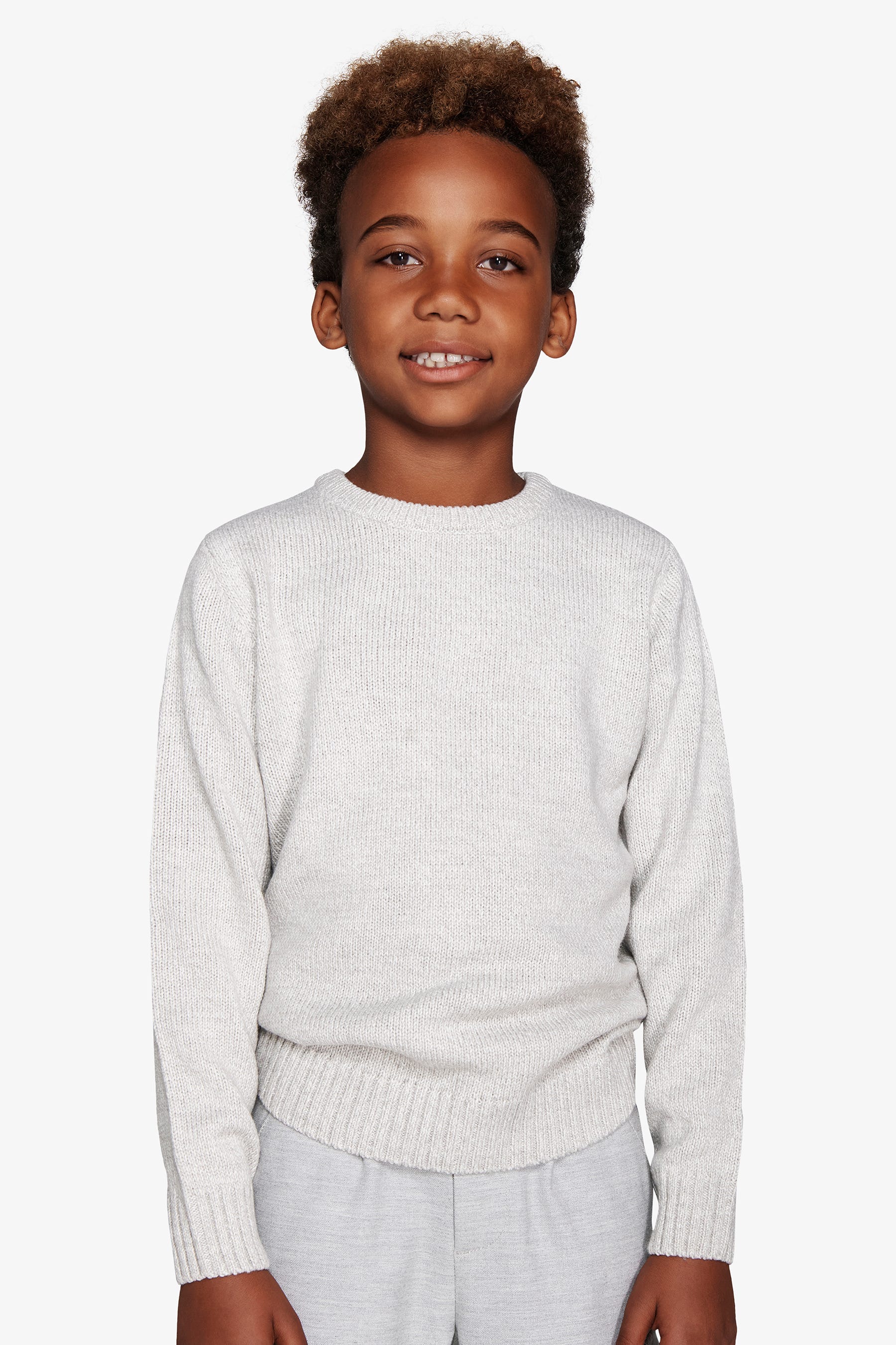Maglia girocollo mouline' grigio chiaro Kids-Dan John