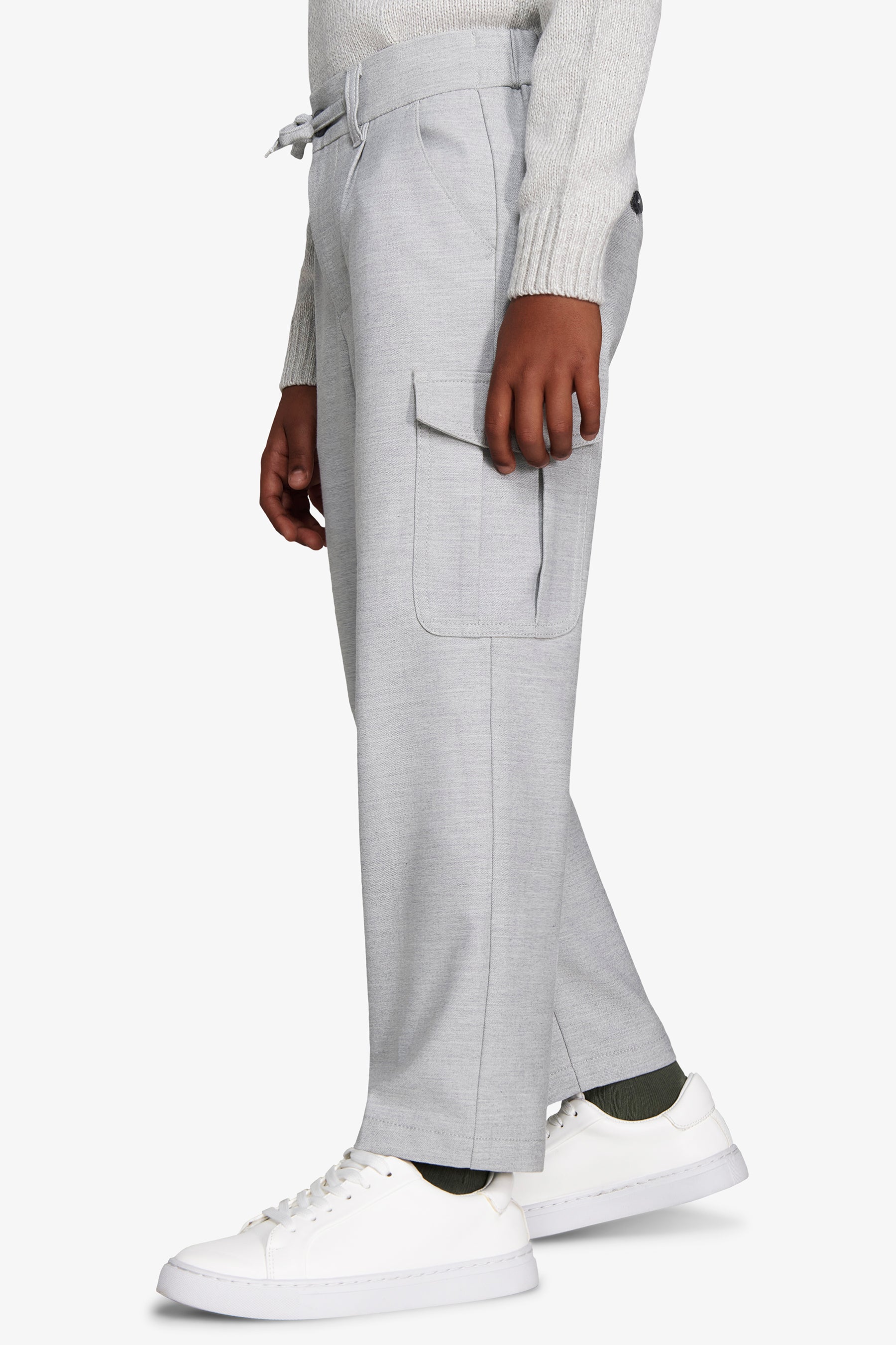 KIDS Light gray cargo drawstring pants