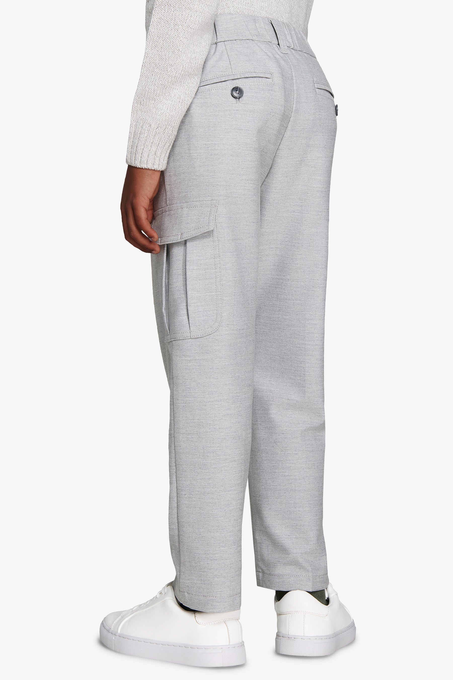 KIDS Light gray cargo drawstring pants