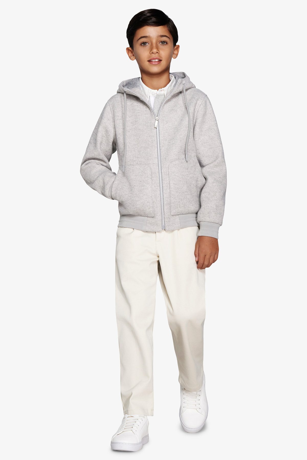Bomber effetto flanella melange grigio chiaro Kids-Dan John