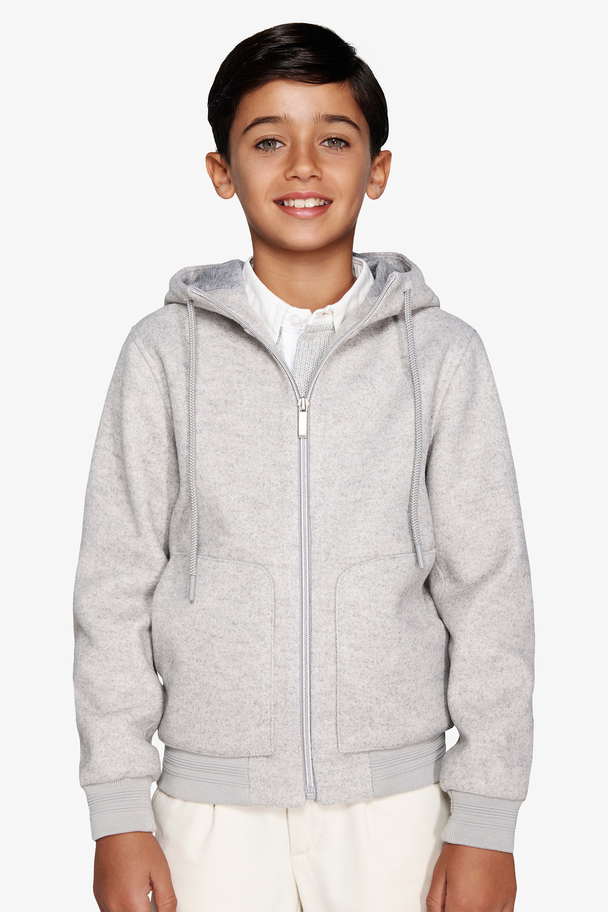 Bomber effetto flanella melange grigio chiaro Kids-Dan John