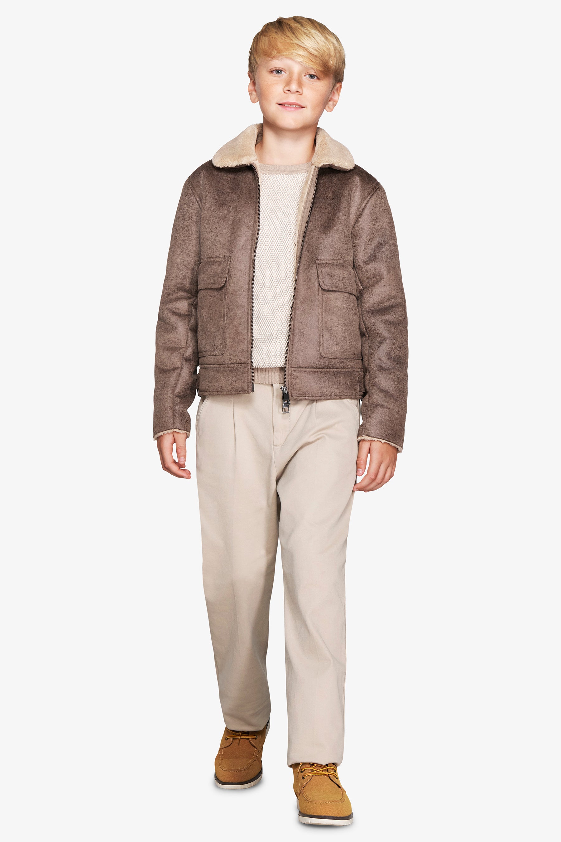 KIDS Taupe aviator jacket