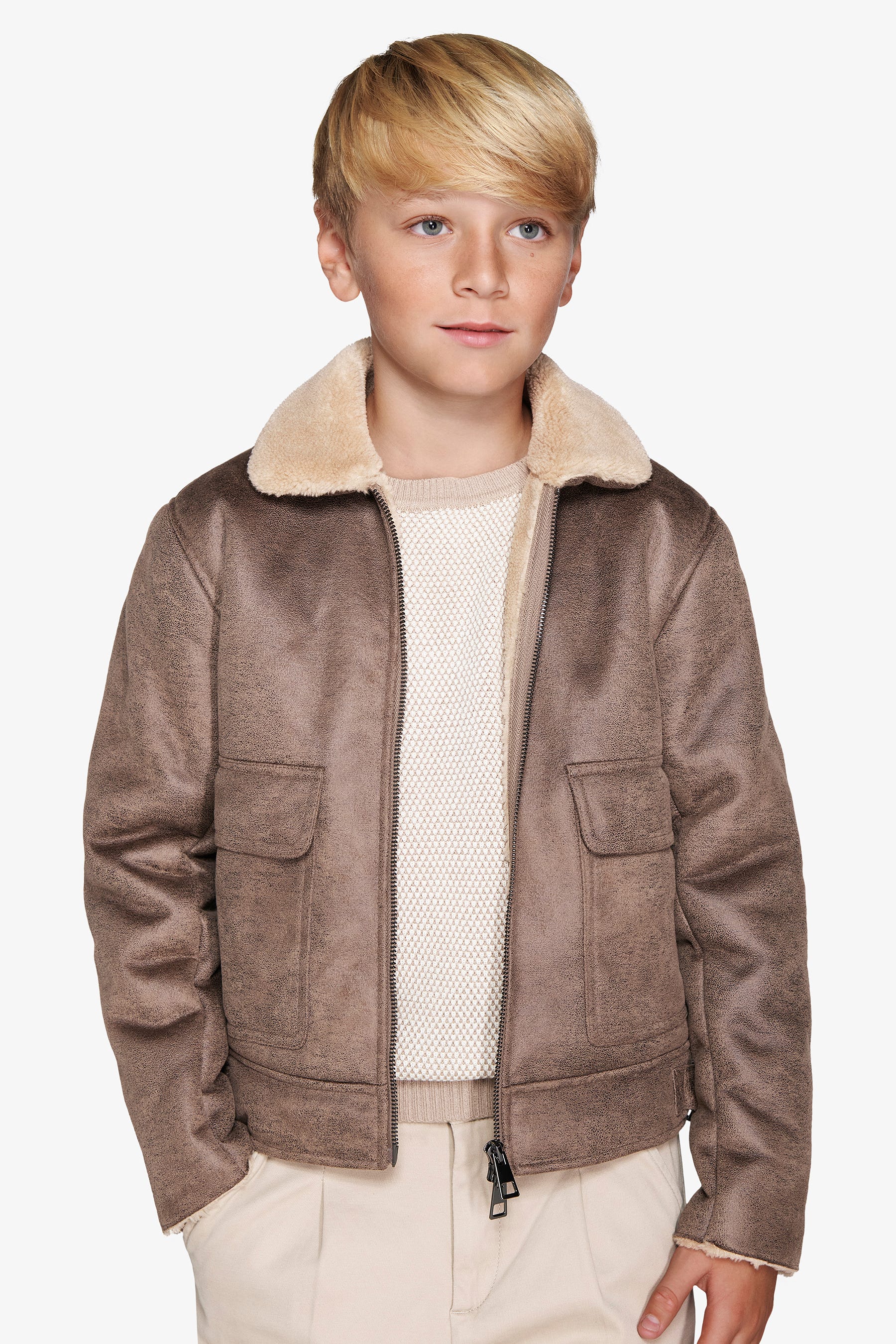 Giubbotto aviatore tortora Kids-Dan John