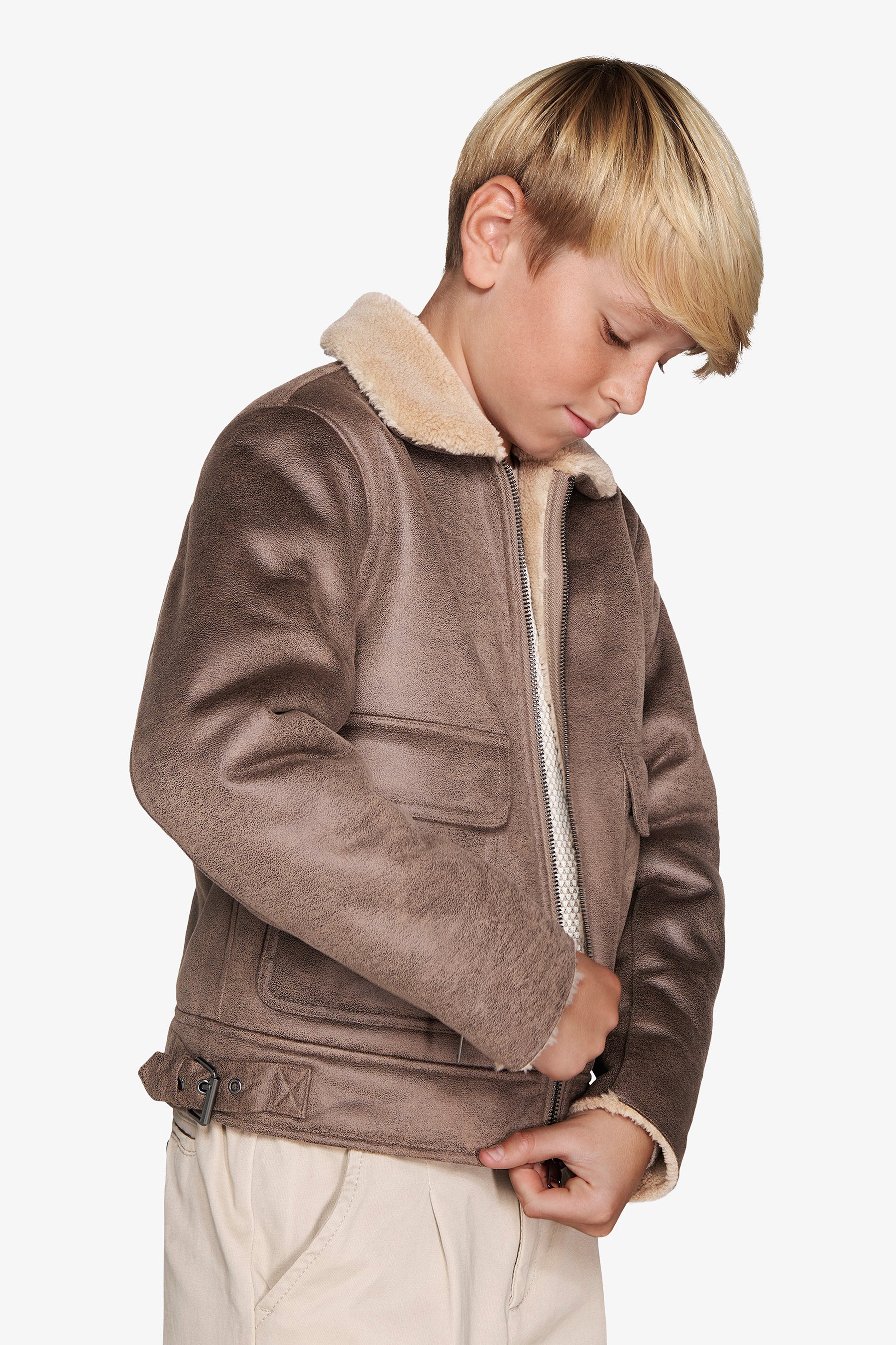 KIDS Taupe aviator jacket