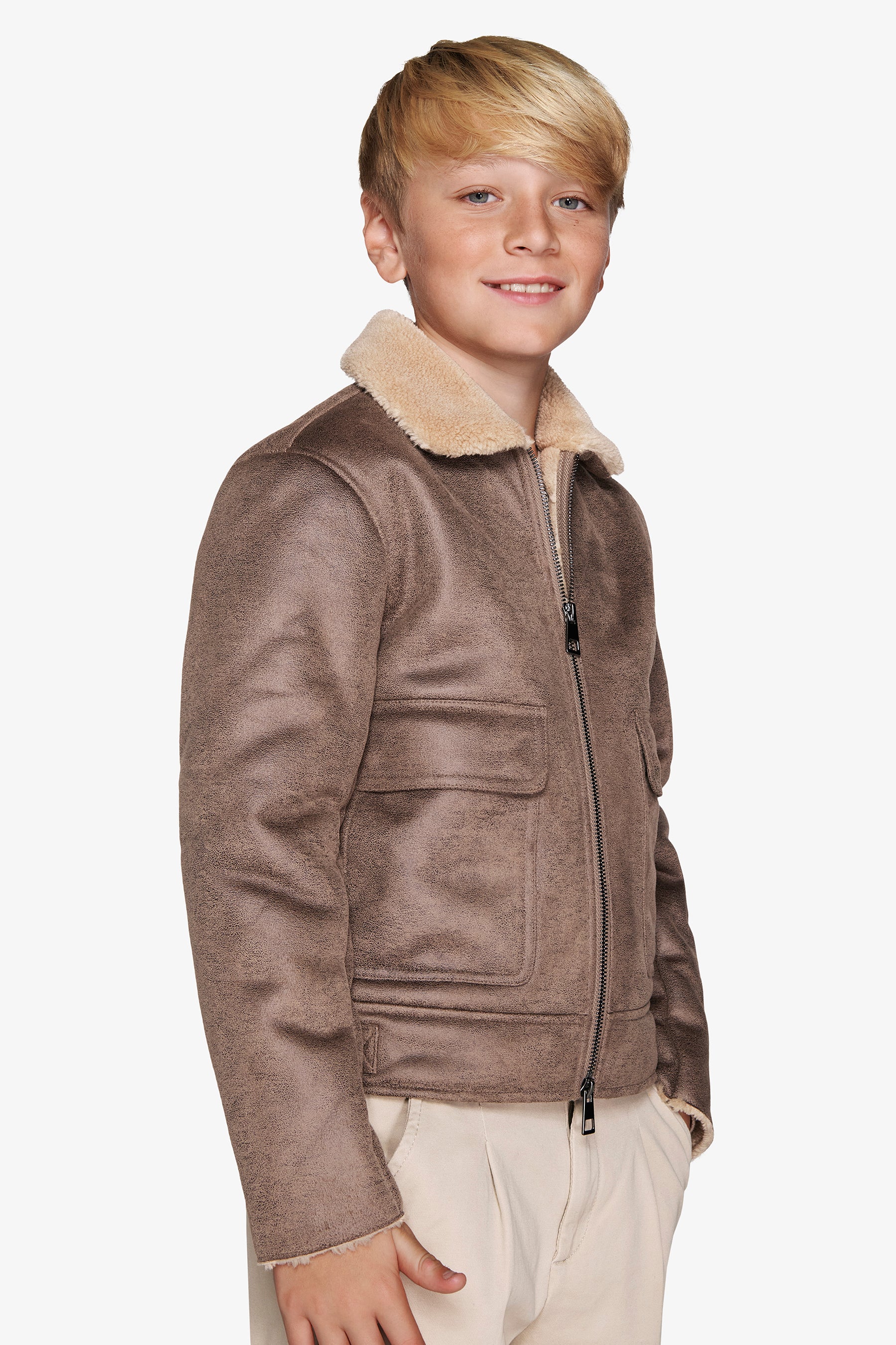 KIDS Taupe aviator jacket