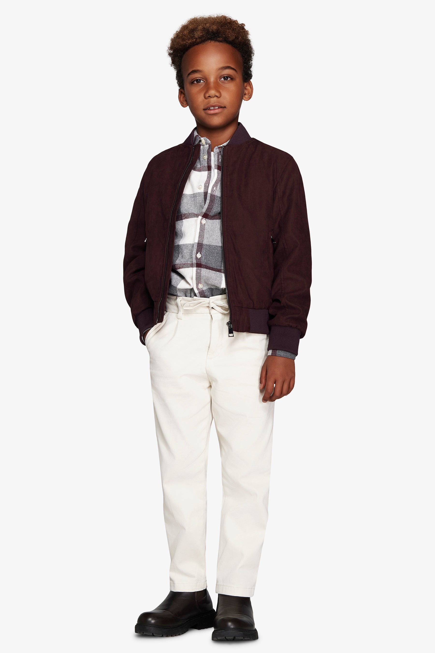 KIDS Burgundy ecosuede bomber jacket