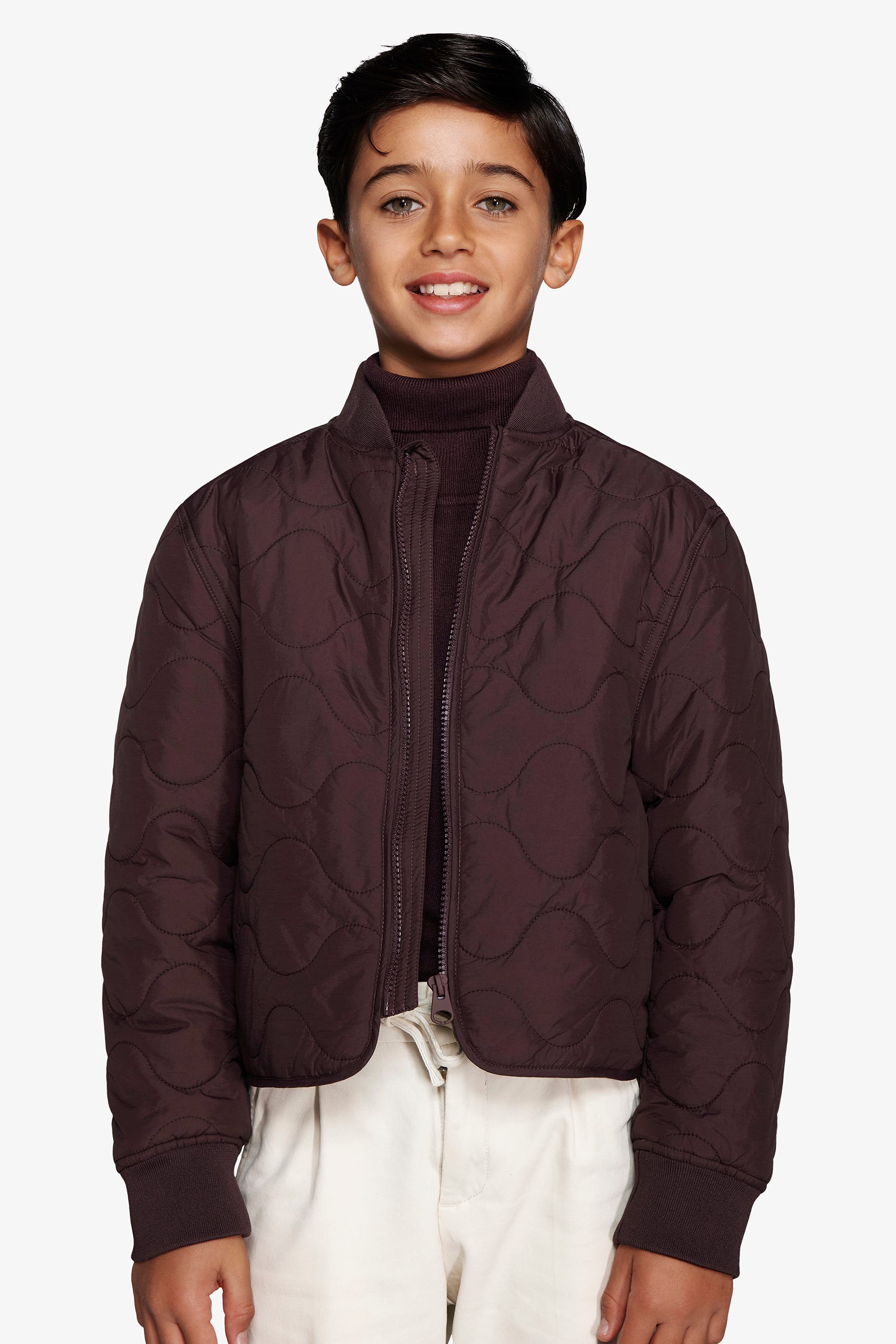 Bomber trapunta a onde orizzontali bordeaux Kids-Dan John