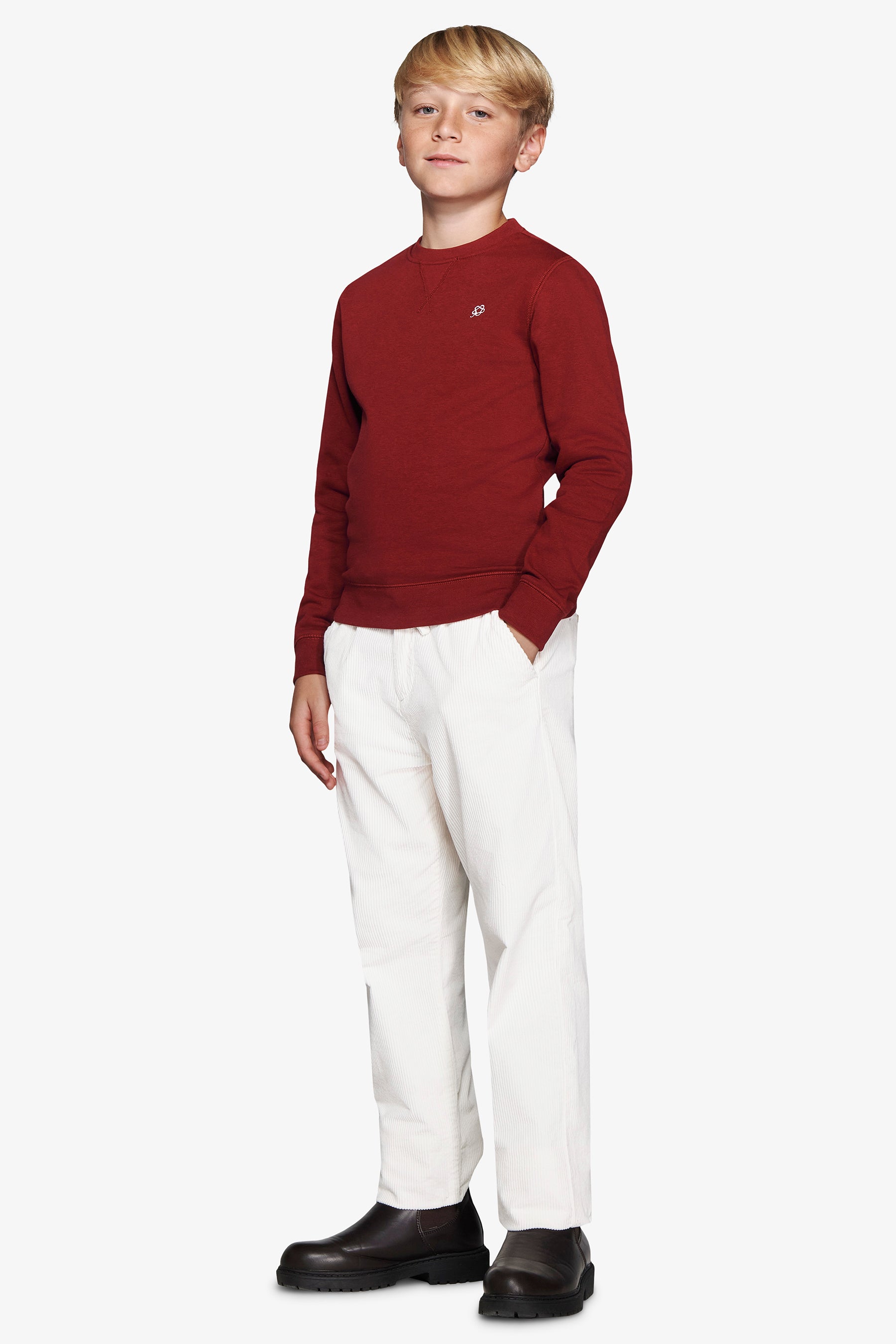 KIDS Burgundy basic crewneck sweater