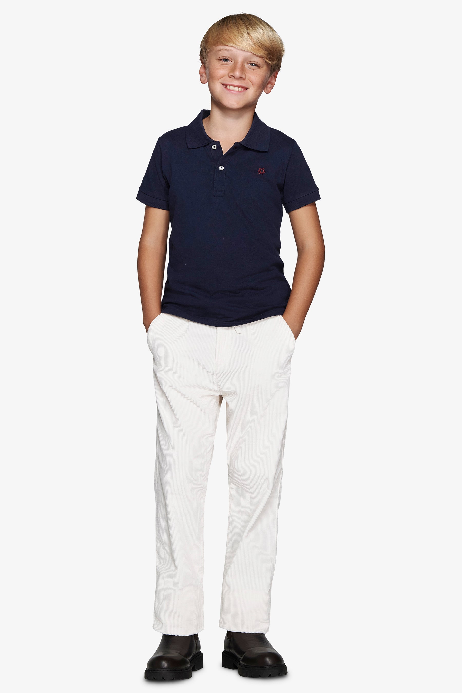 Polo con ricamo blu Kids