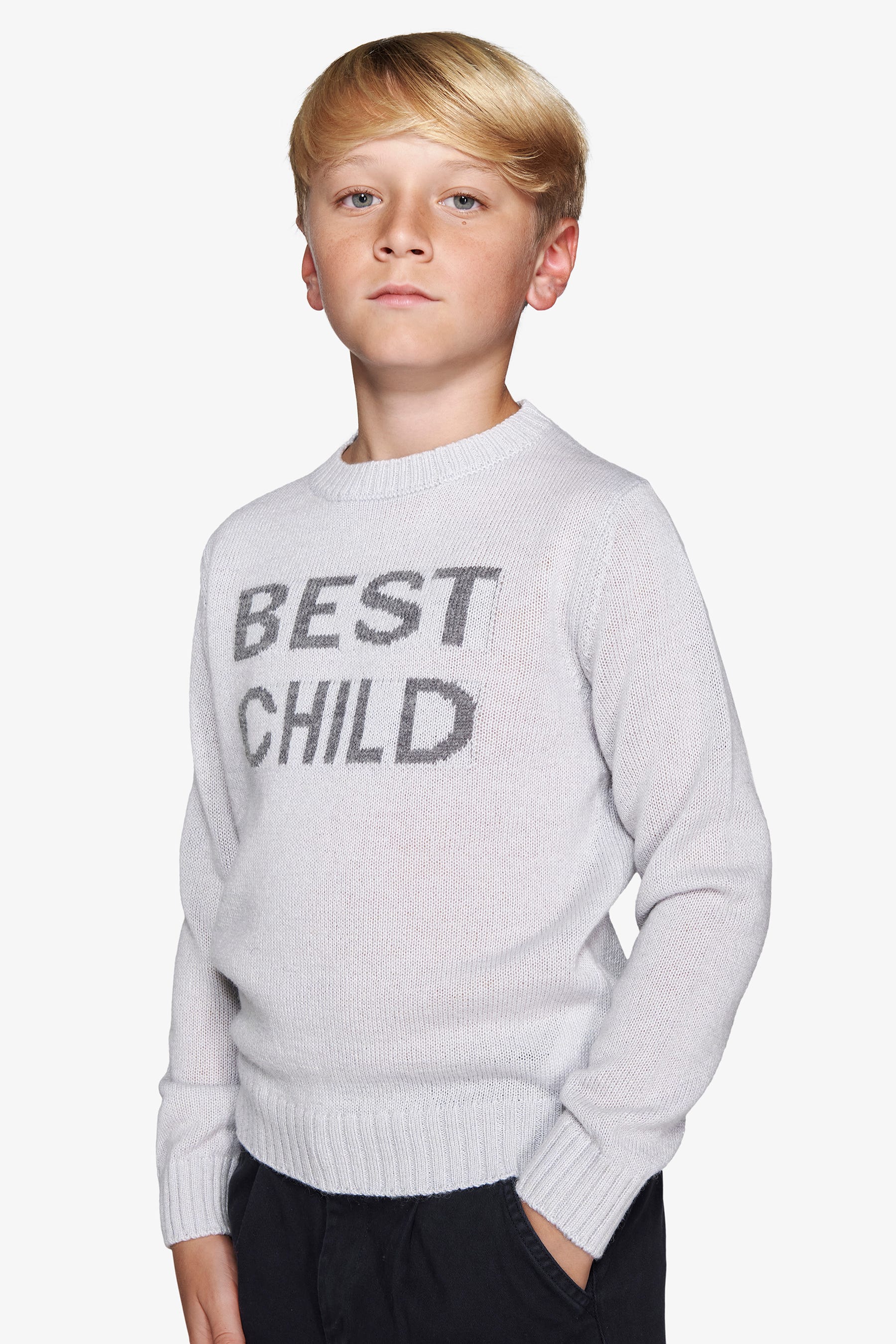 Maglia girocollo con scritta celeste Kids-Dan John