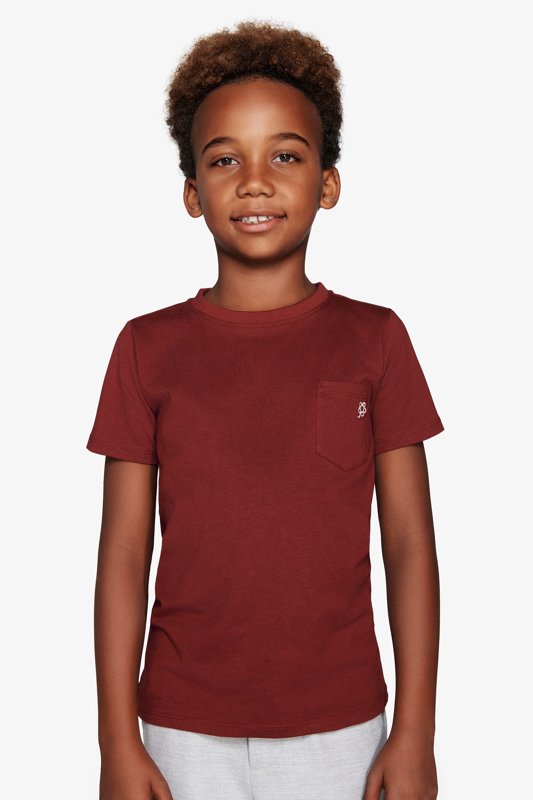 T-shirt basic con taschino bordeaux Kids-Dan John