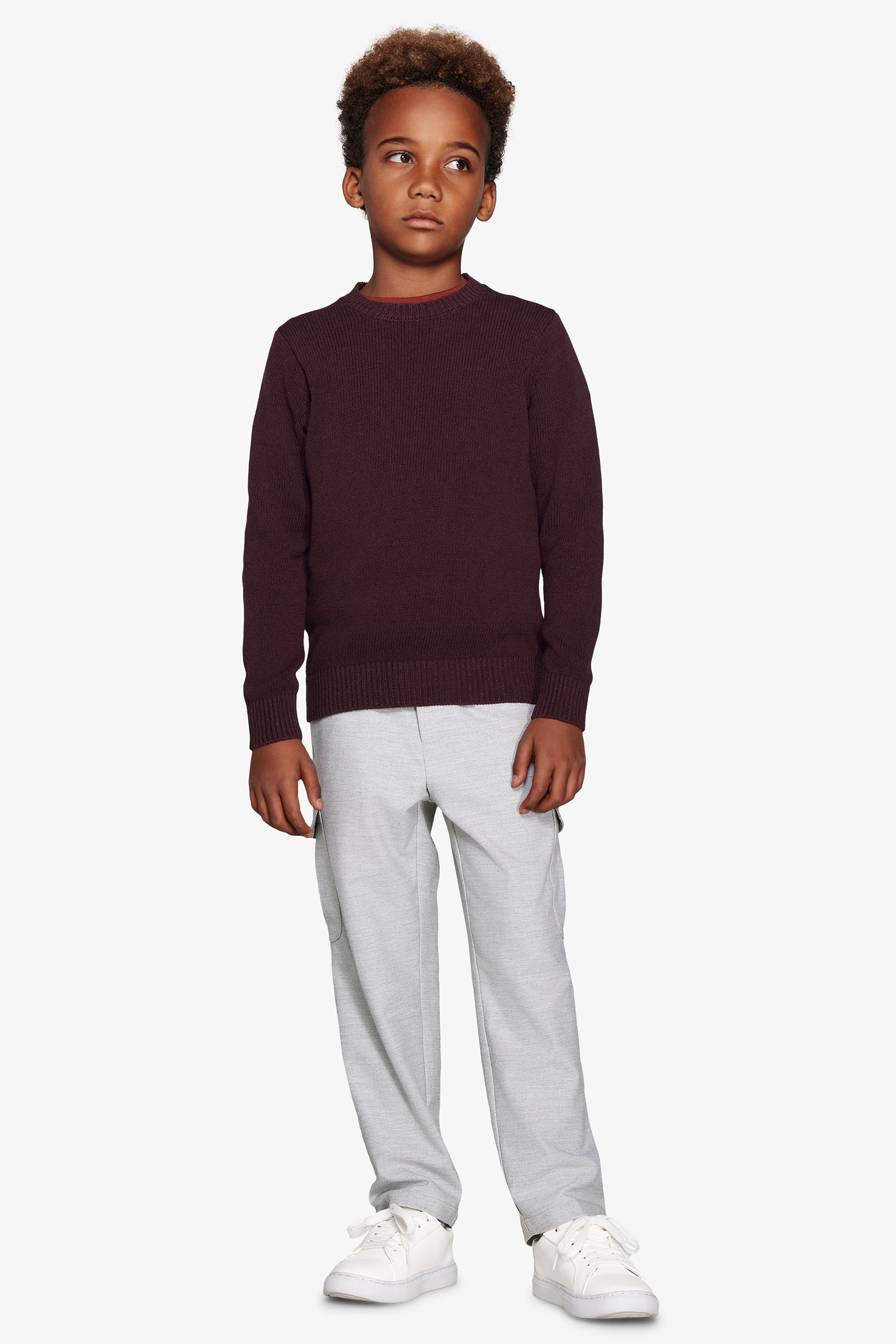 KIDS Burgundy plain knit sweater