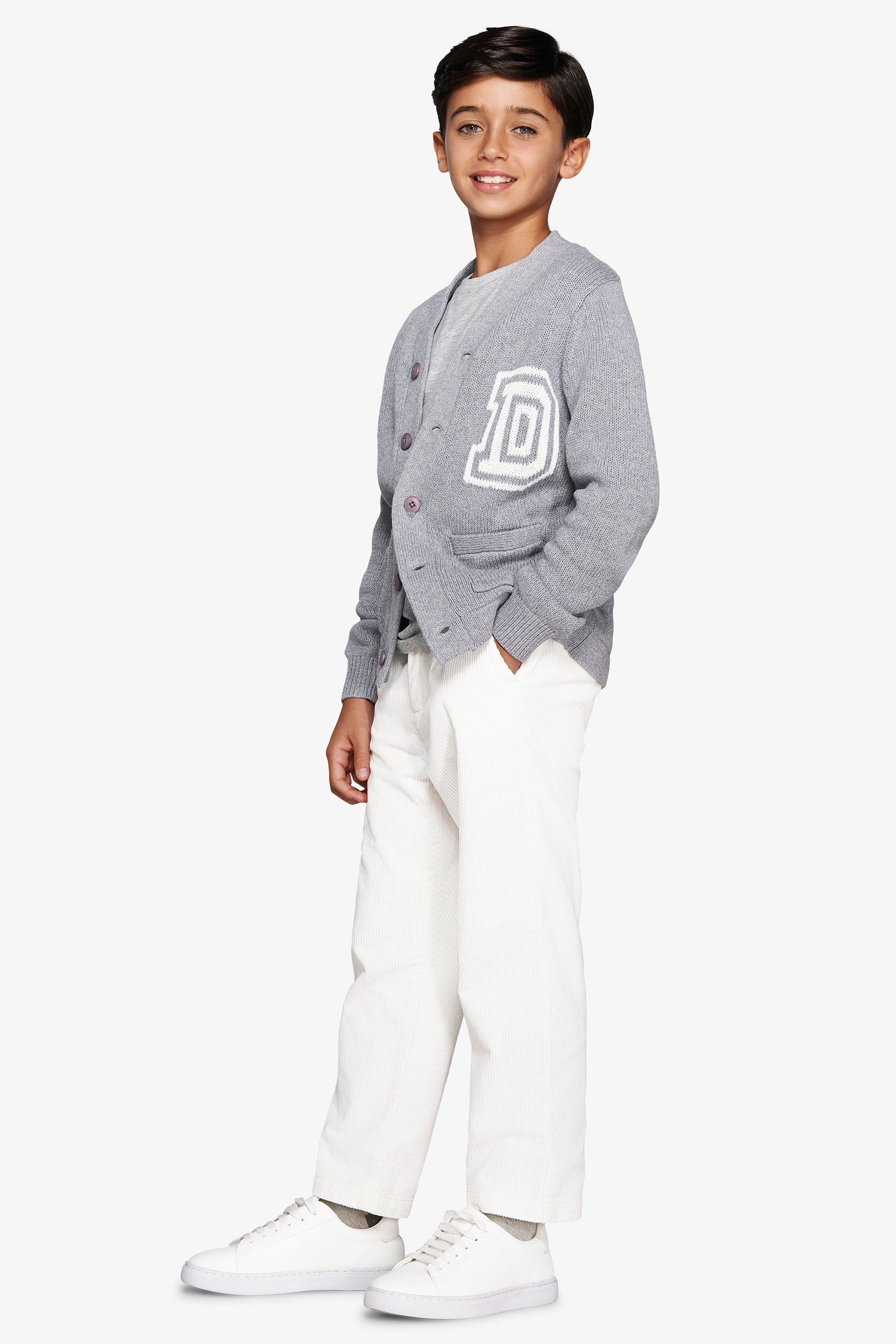 KID Gray V-neck cardigan