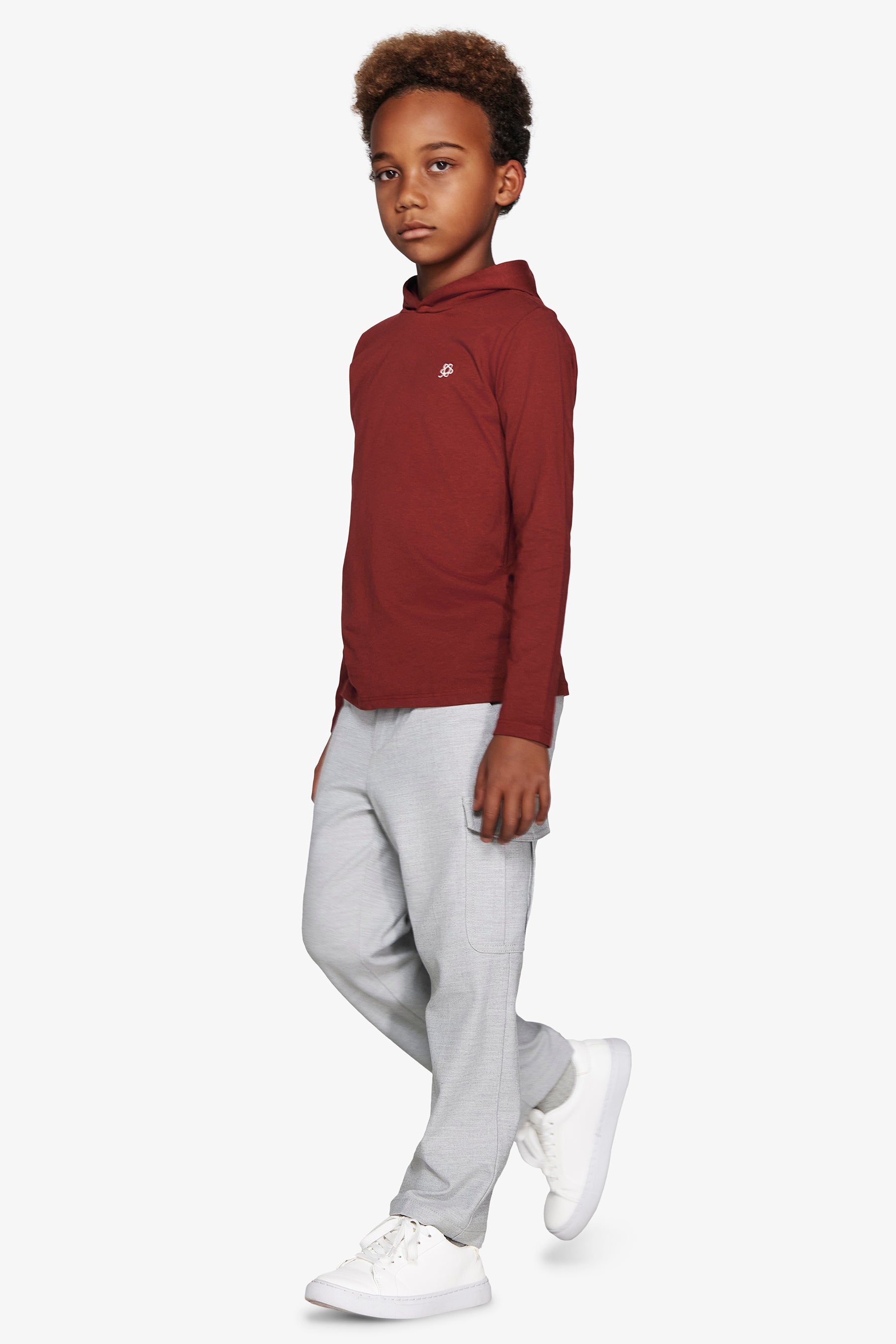 Sweat à capuche brodé bordeaux Kids