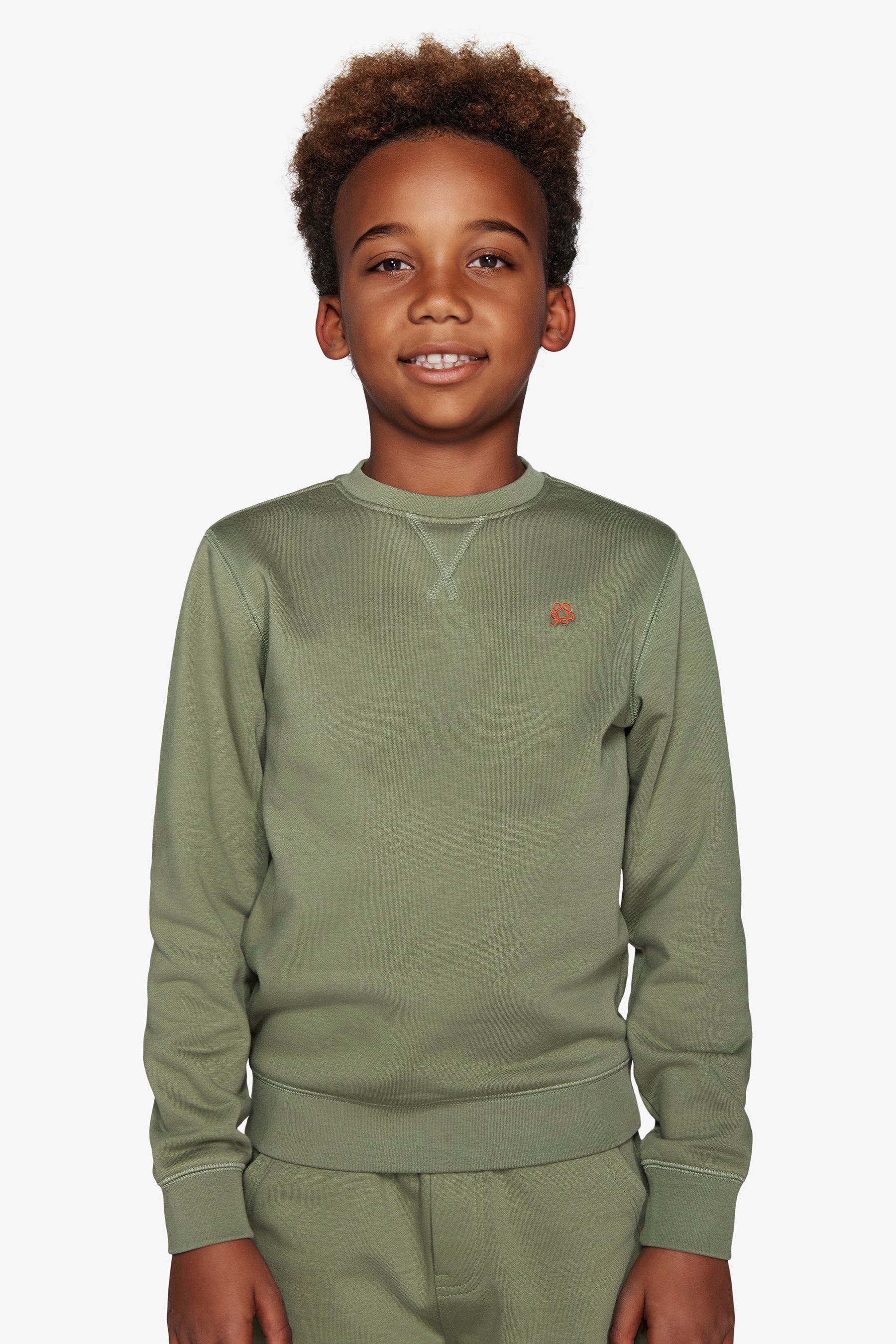 KIDS Green basic crewneck sweater