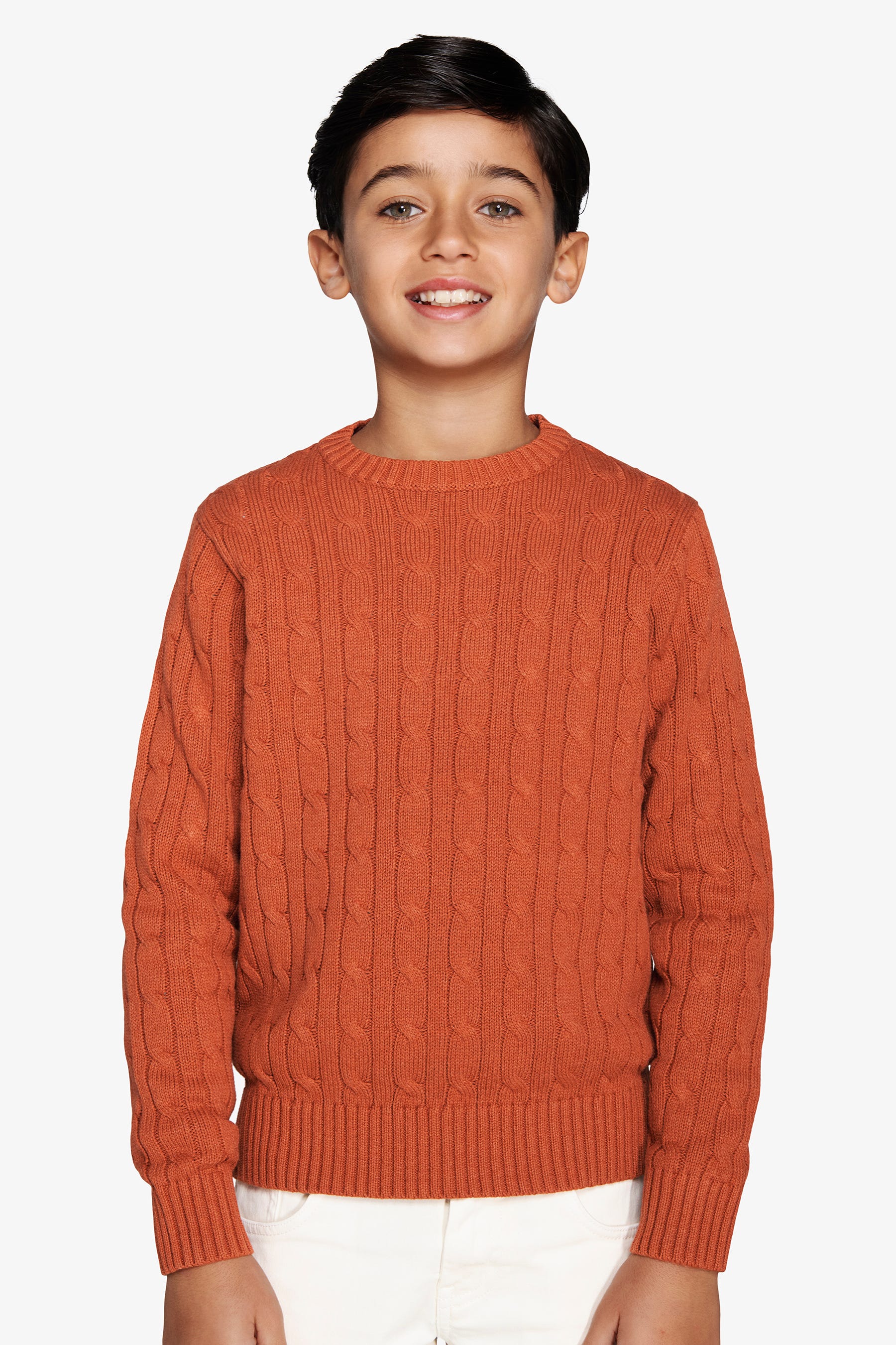 Maglia girocollo treccia arancio Kids-Dan John