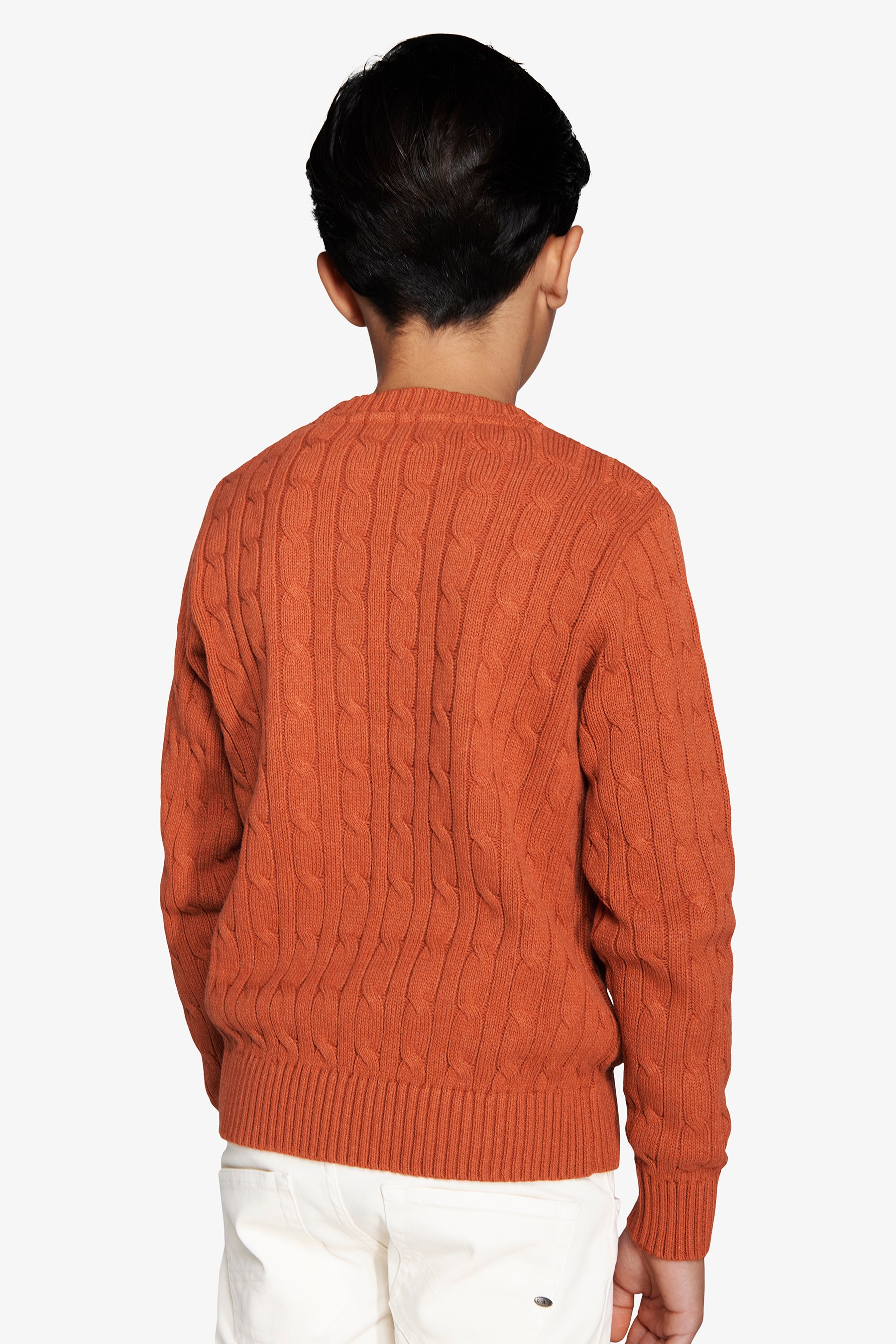 KIDS Orange braided crewneck sweater