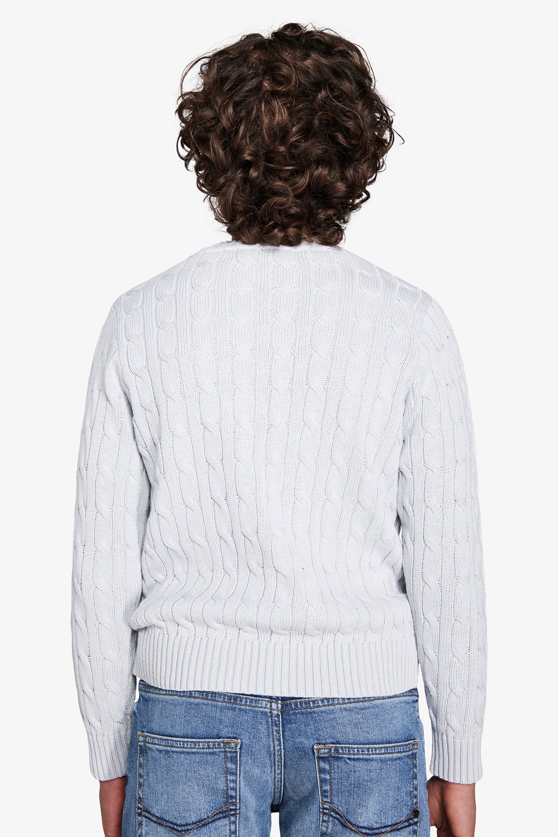 Maglia girocollo treccia celeste Kids