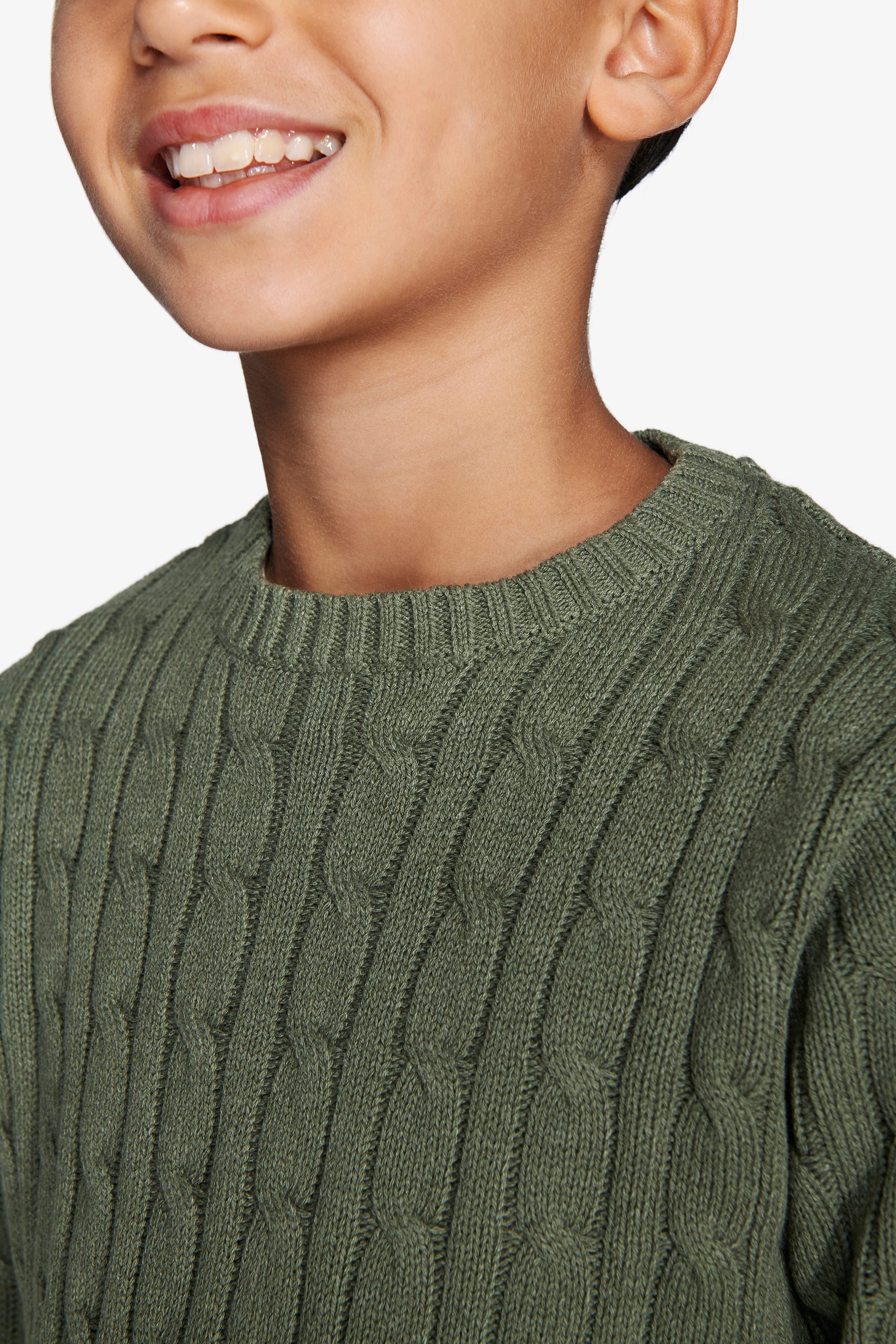 Maglia girocollo treccia verde Kids-Dan John