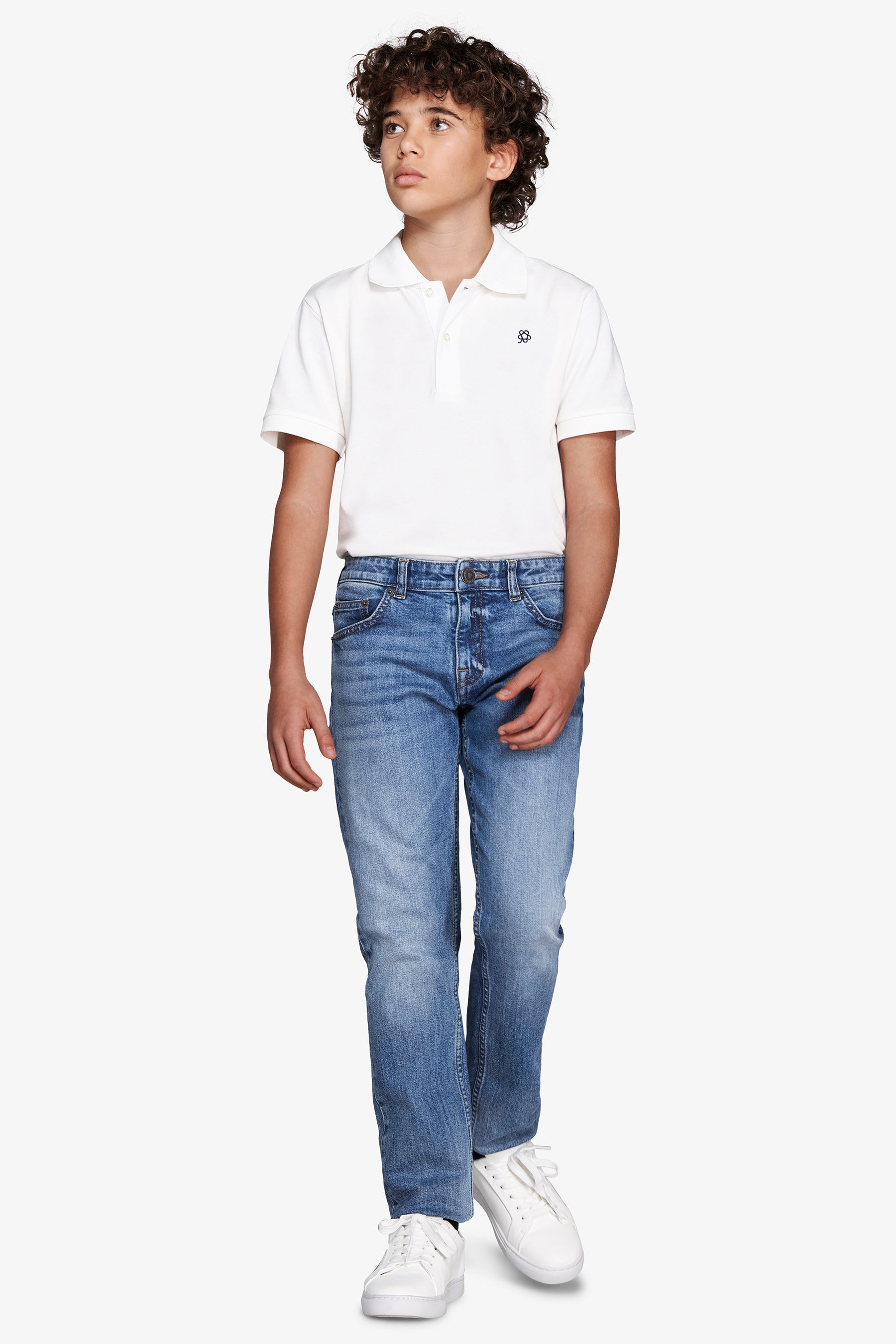 Polo con ricamo off white Kids