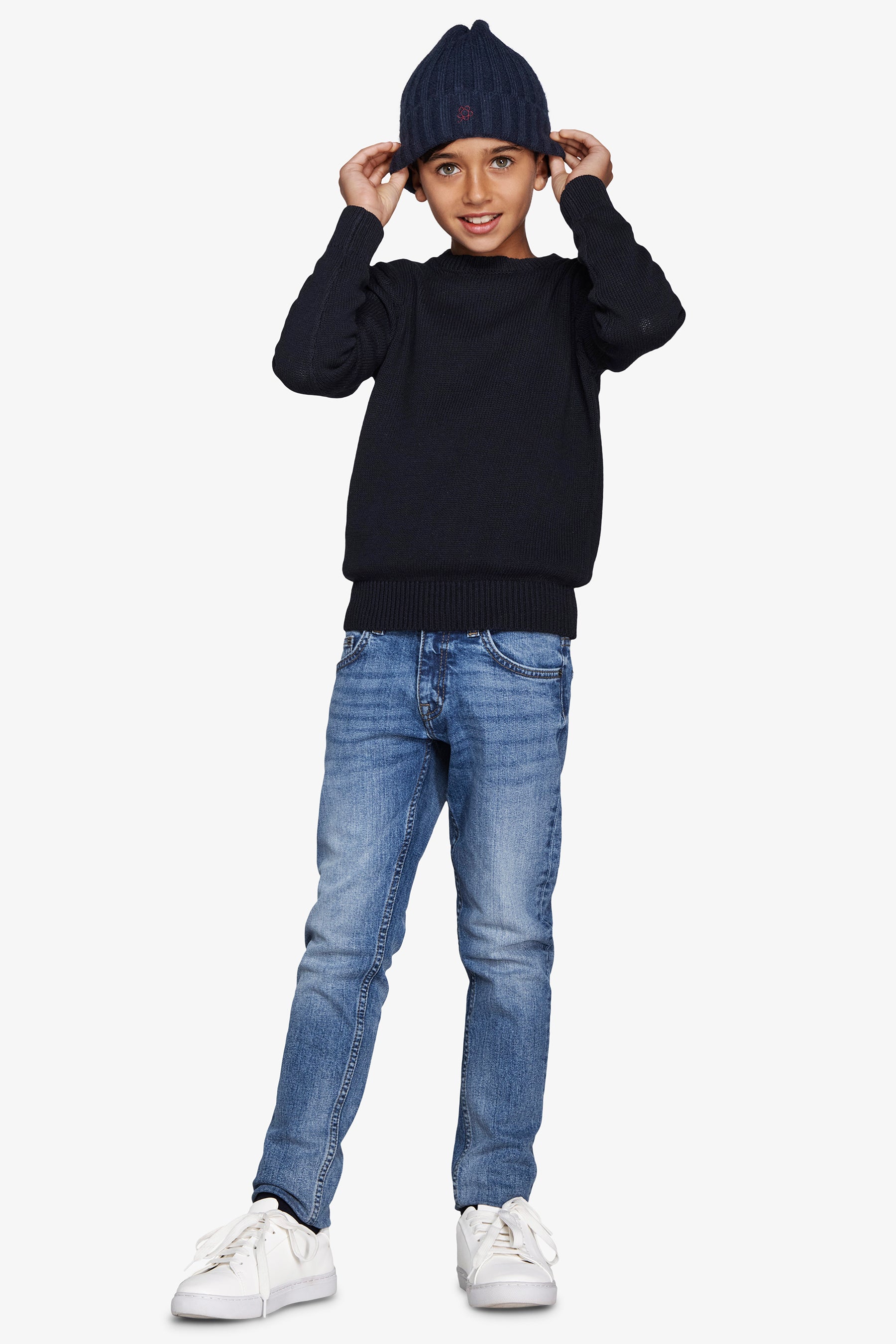 Maglia girocollo rasata blu Kids