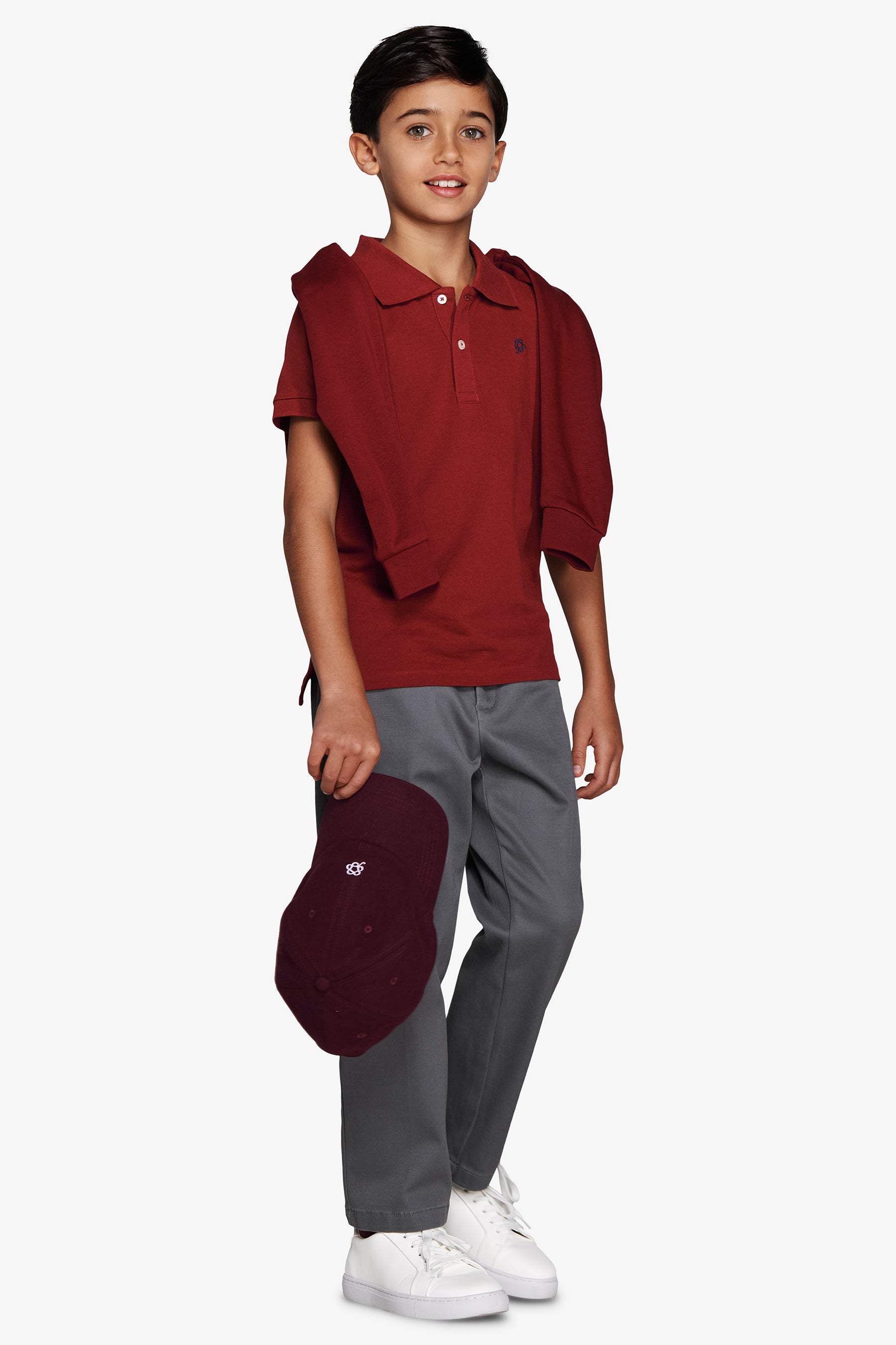 KIDS Burgundy embroidered polo shirt