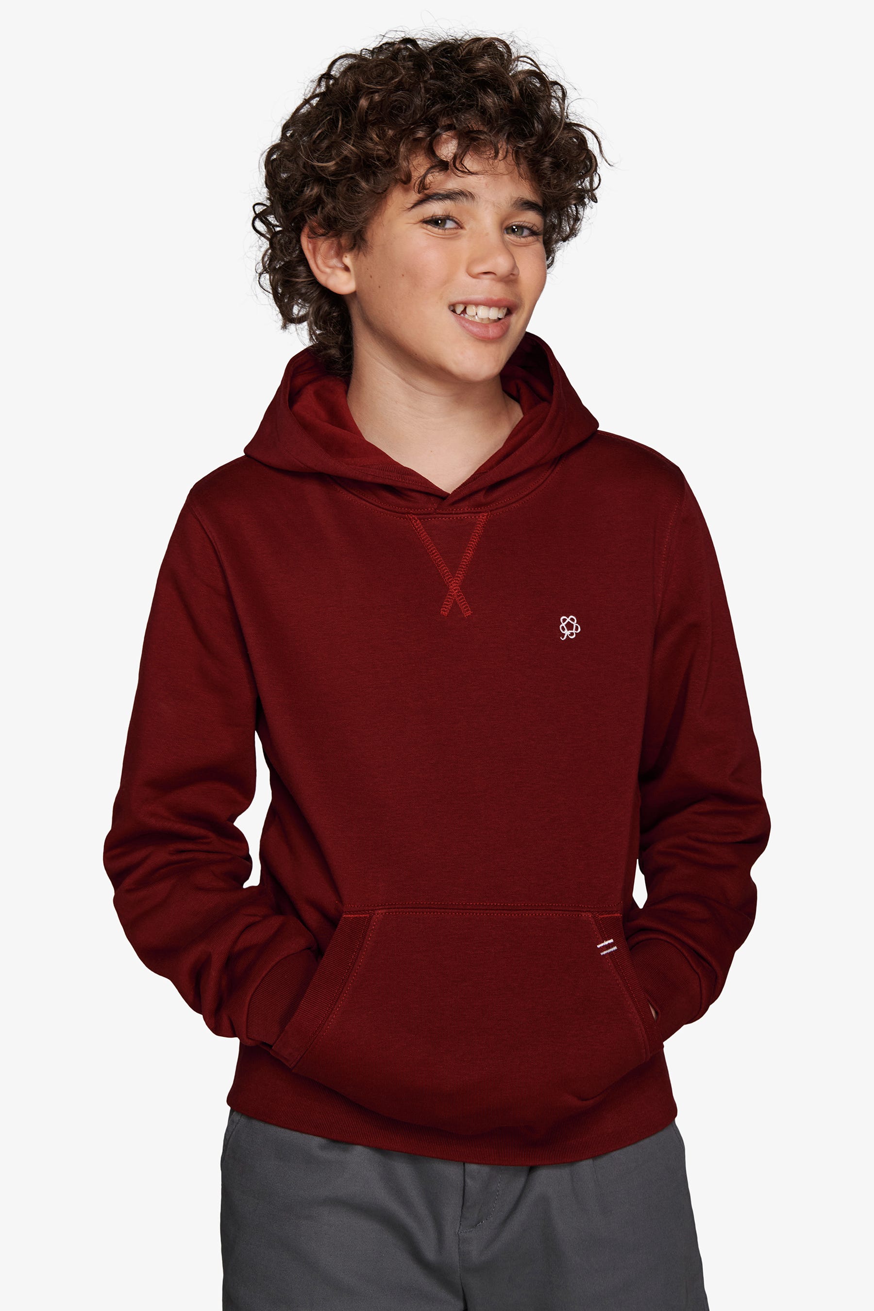 Felpa con cappuccio basic bordeaux Kids-Dan John