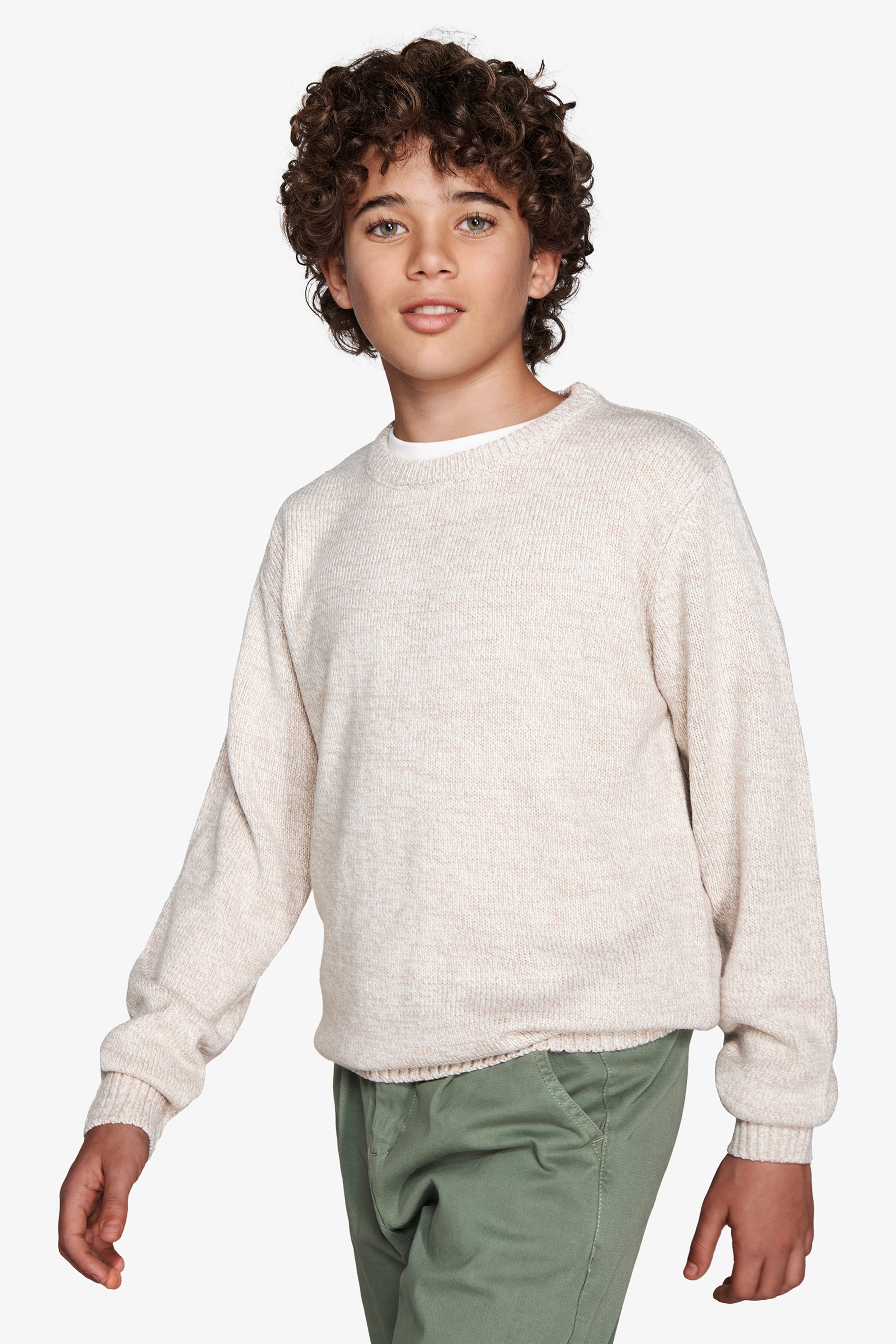 Pull col rond mouliné couleur corde Kids
