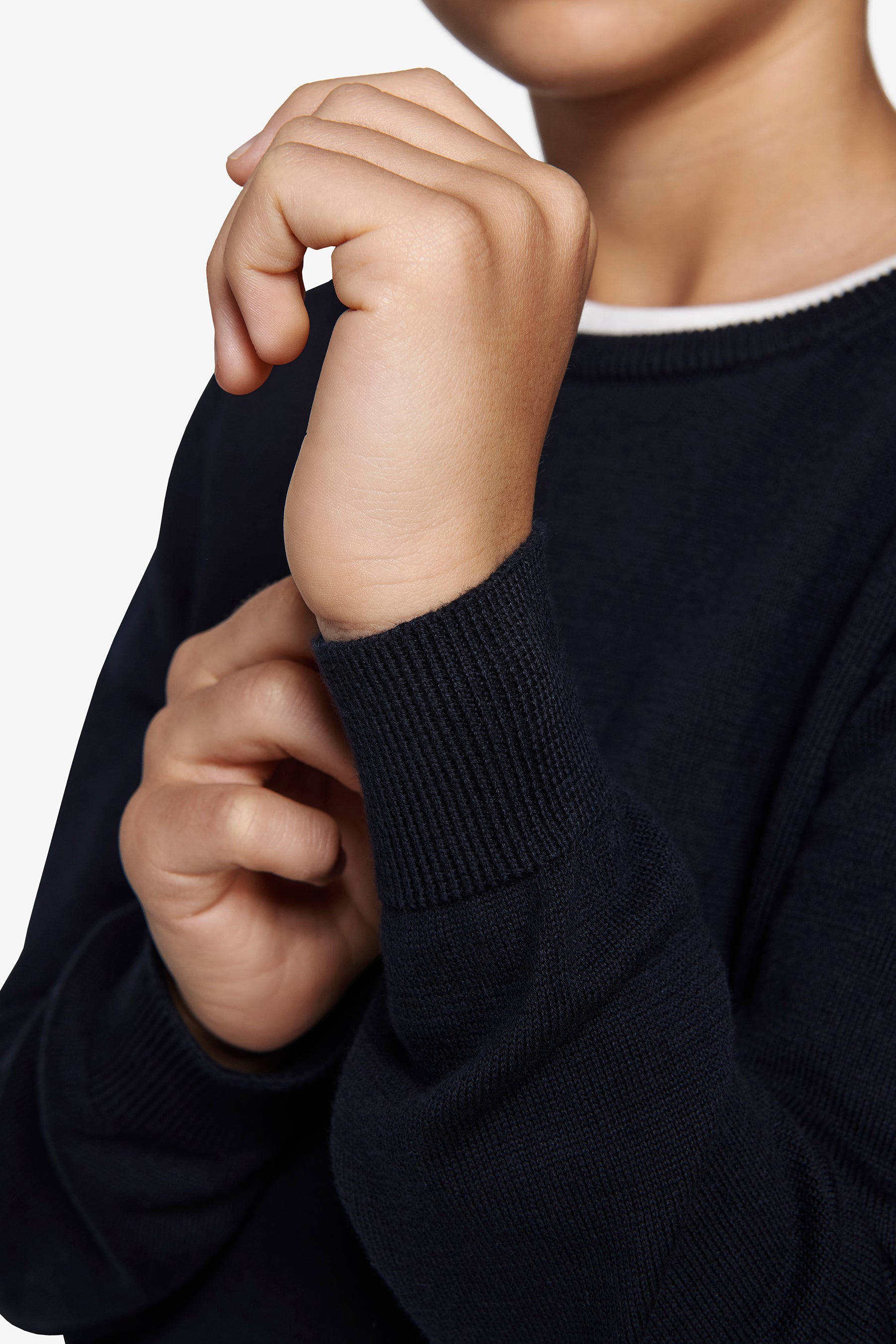 KIDS Blue brushed cotton crewneck sweater