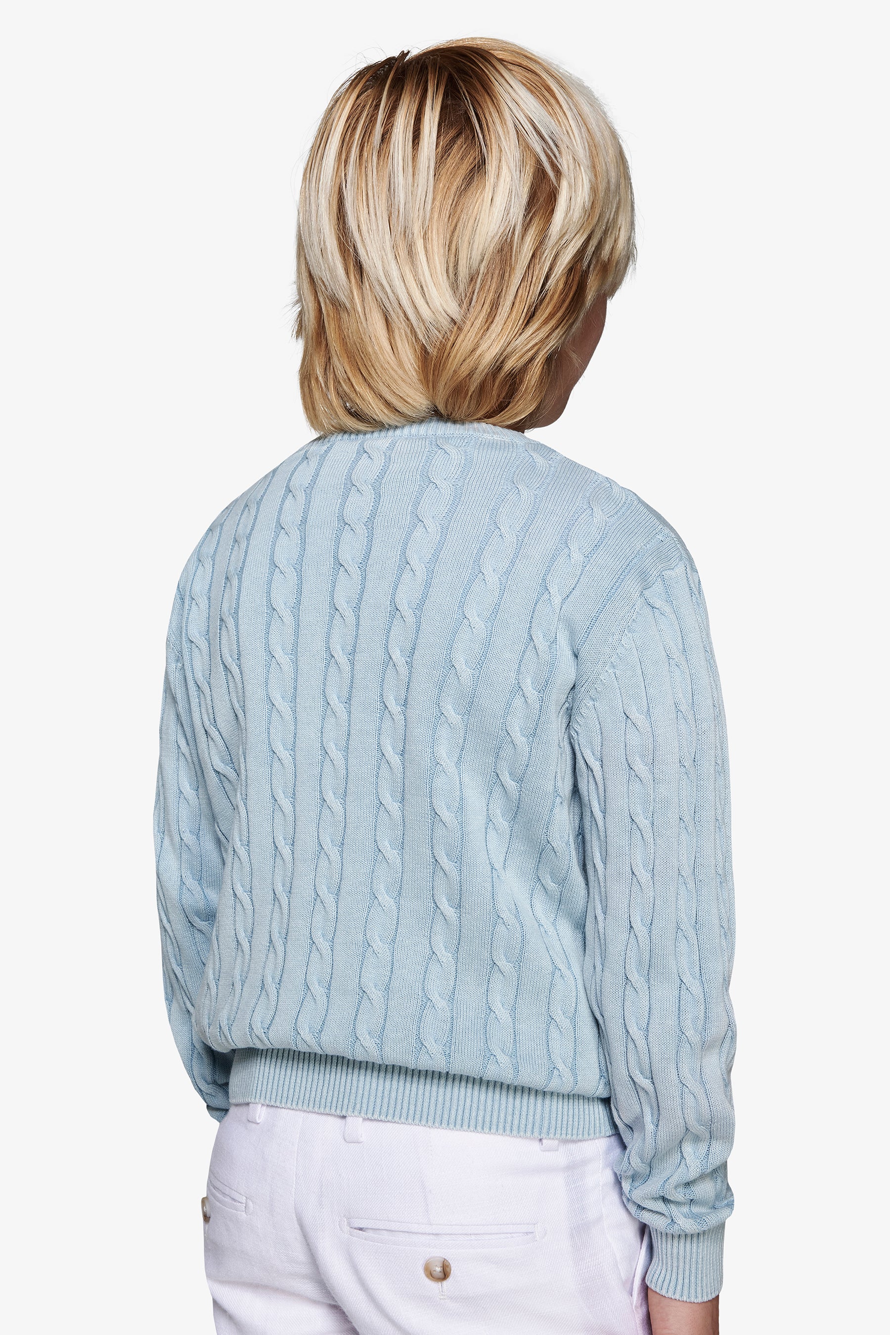 Maglia girocollo treccia celeste Kids