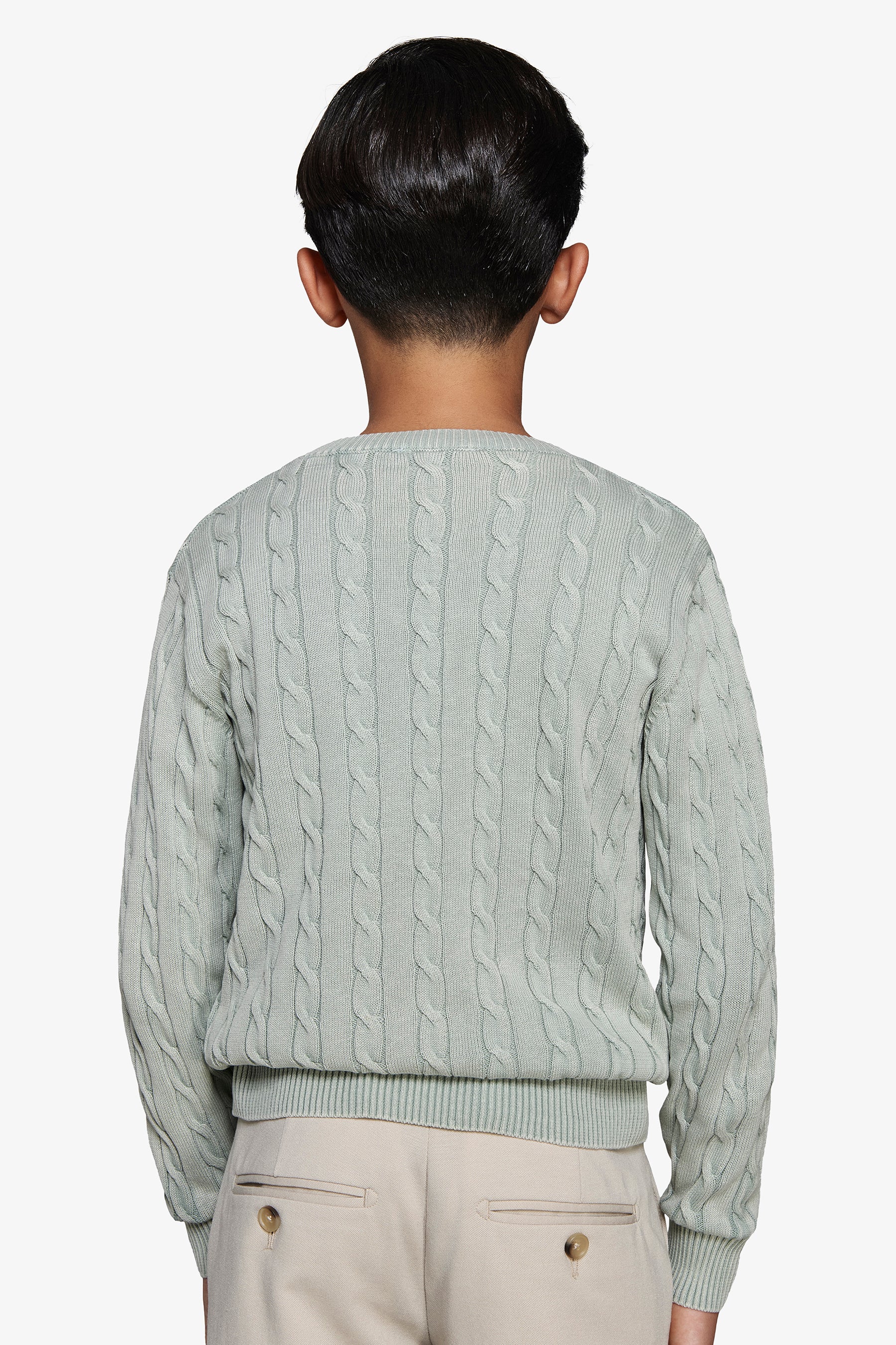 Maglia girocollo treccia salvia Kids