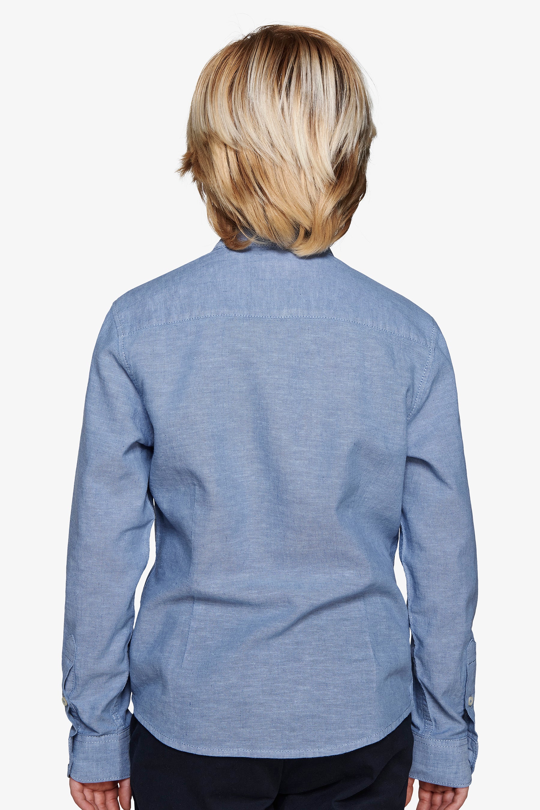 Chemise bleu turquoise à col Mao en polylin Kids