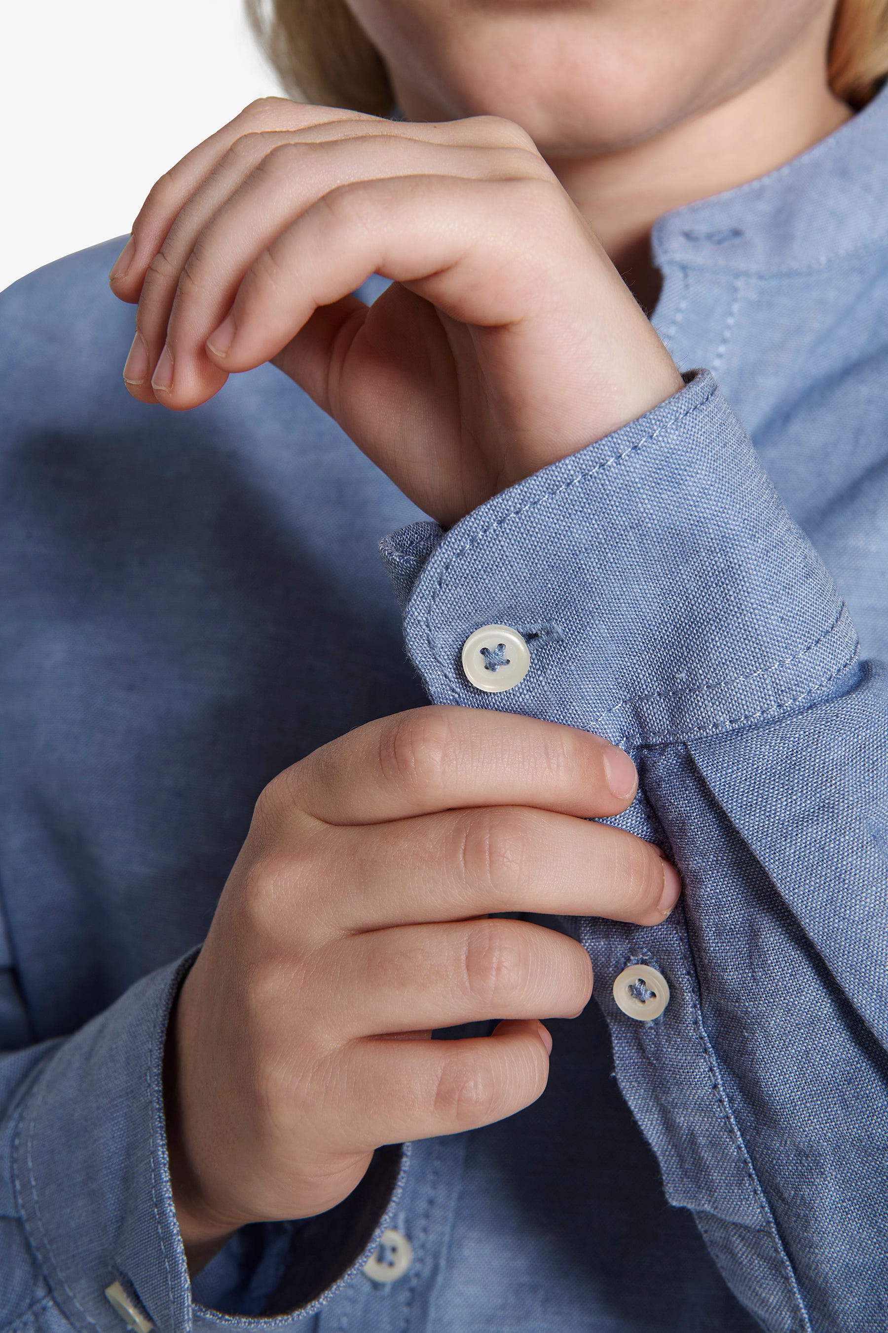 KIDS Avion mandarin collar linen blend shirt