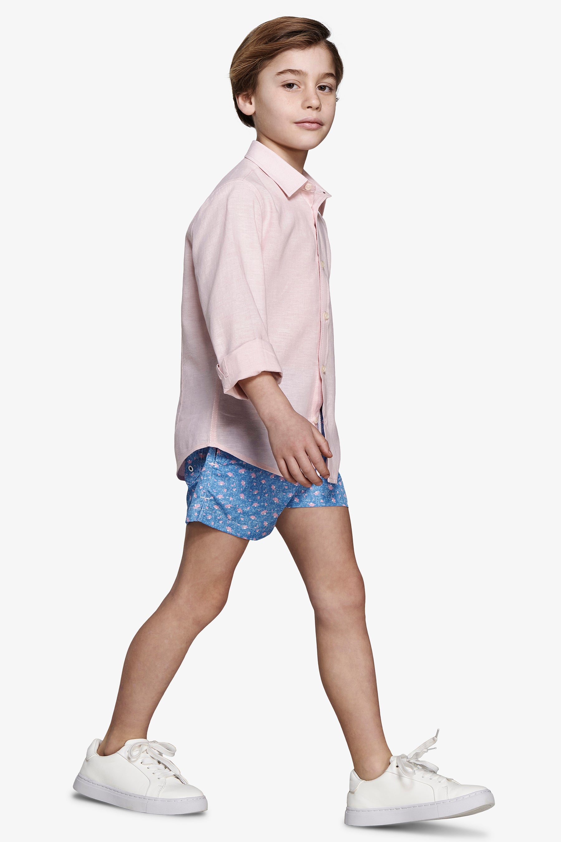Camicia misto lino relaxed rosa Kids-Dan John