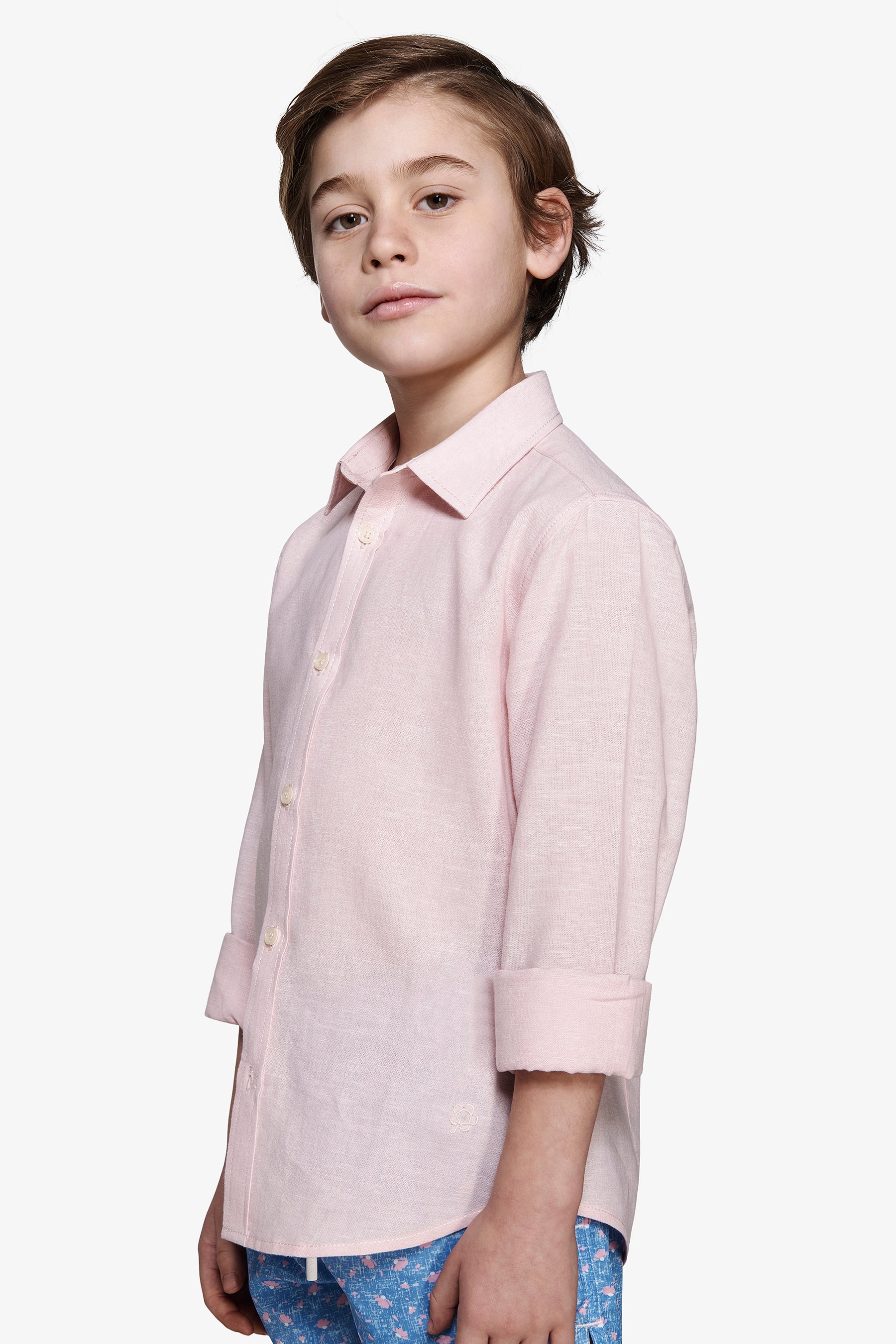 Camicia misto lino relaxed rosa Kids-Dan John