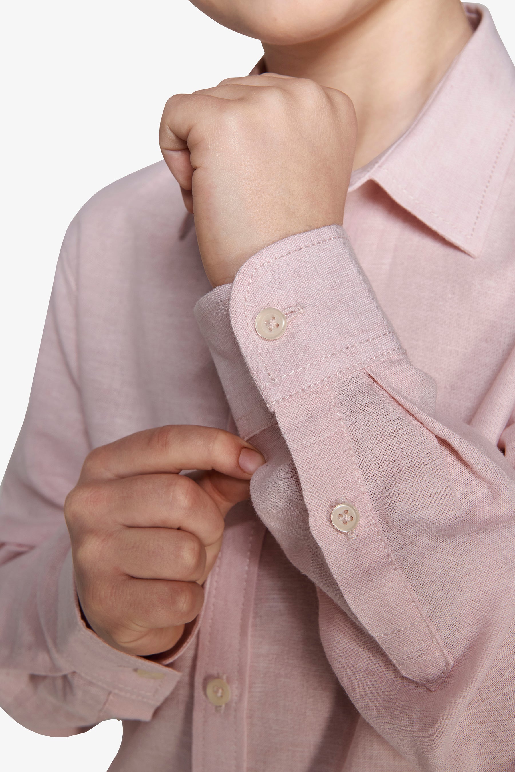 Camicia misto lino relaxed rosa Kids-Dan John