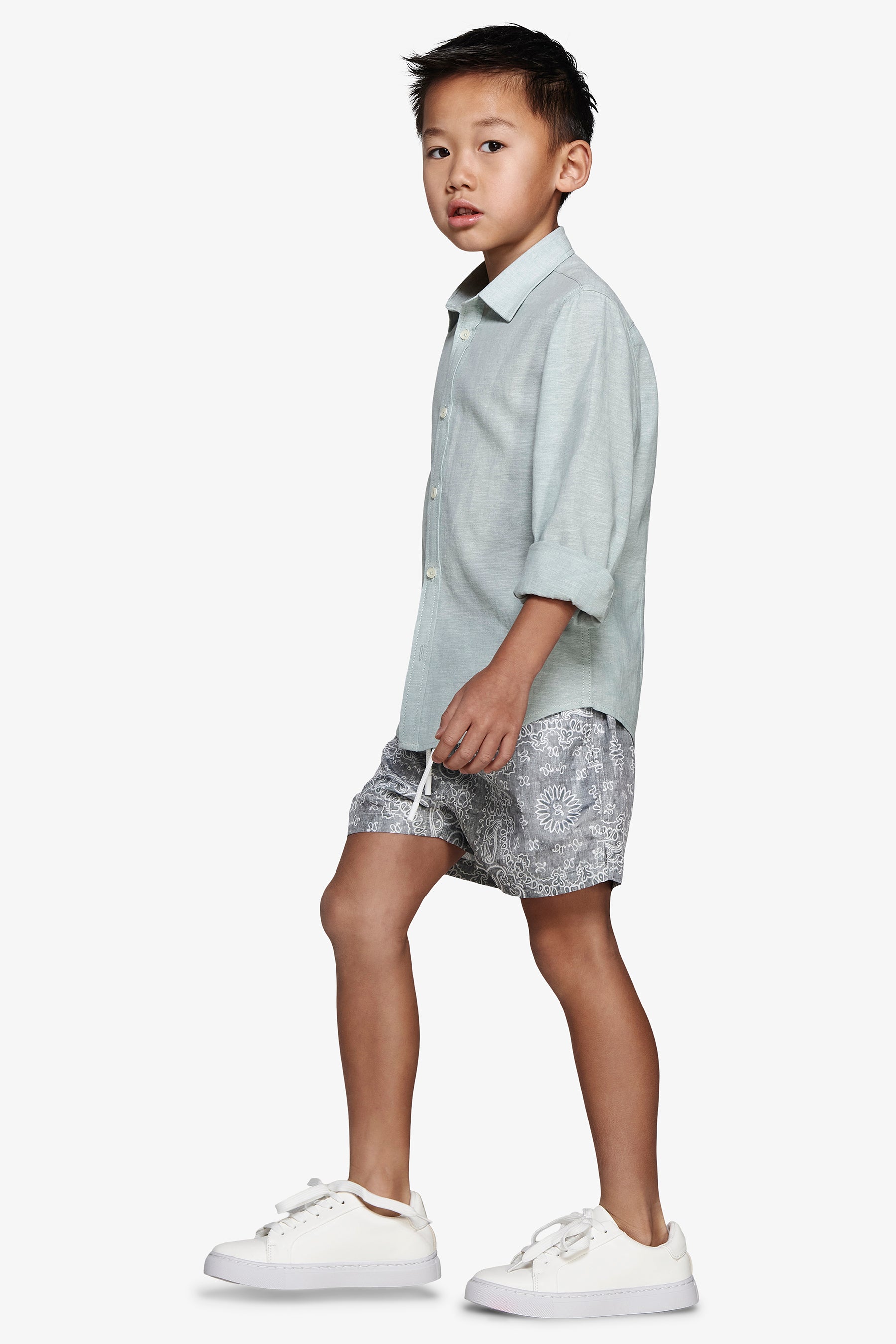 Camicia misto lino relaxed salvia Kids-Dan John