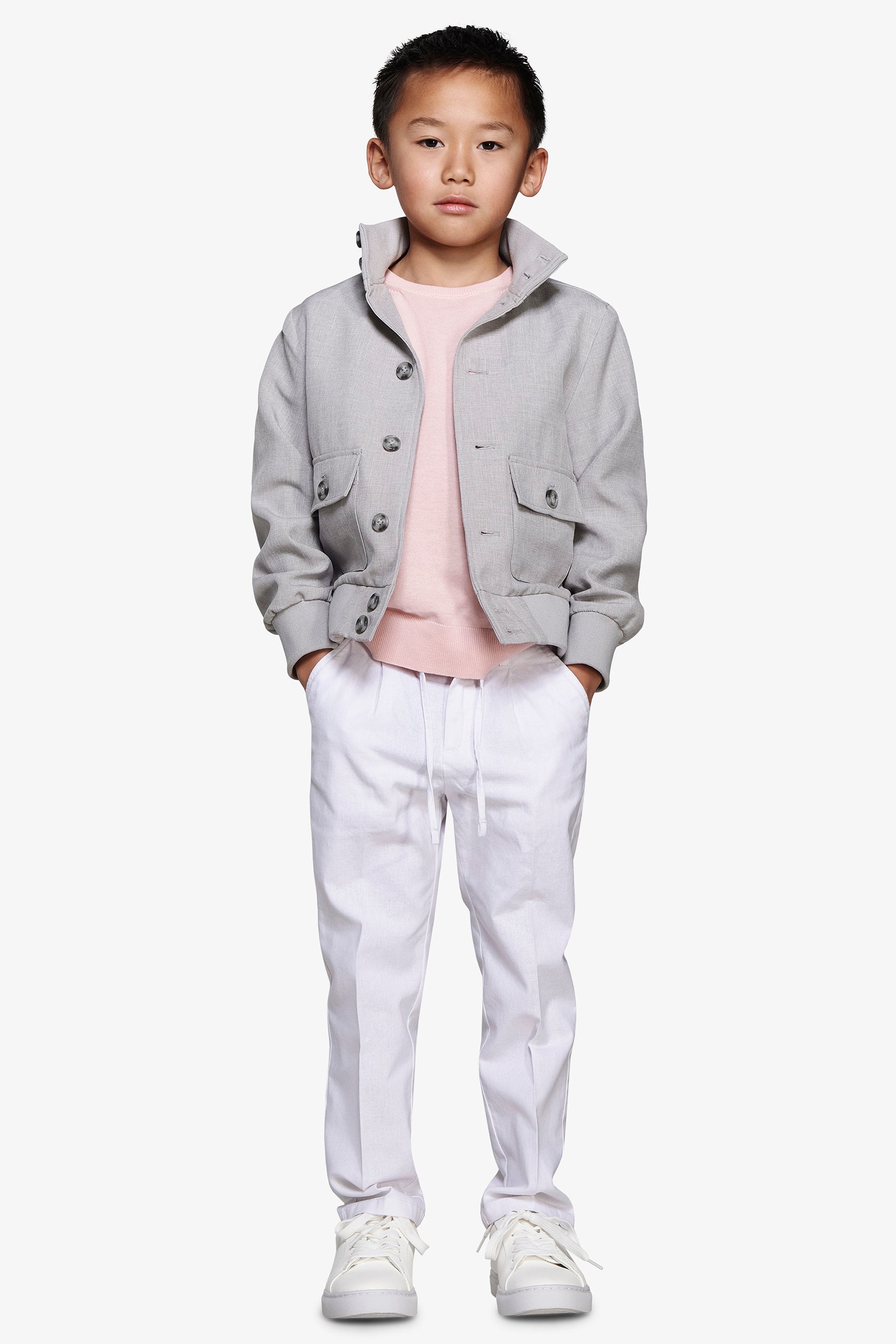 KIDS Gray stretch fabric bomber jacket