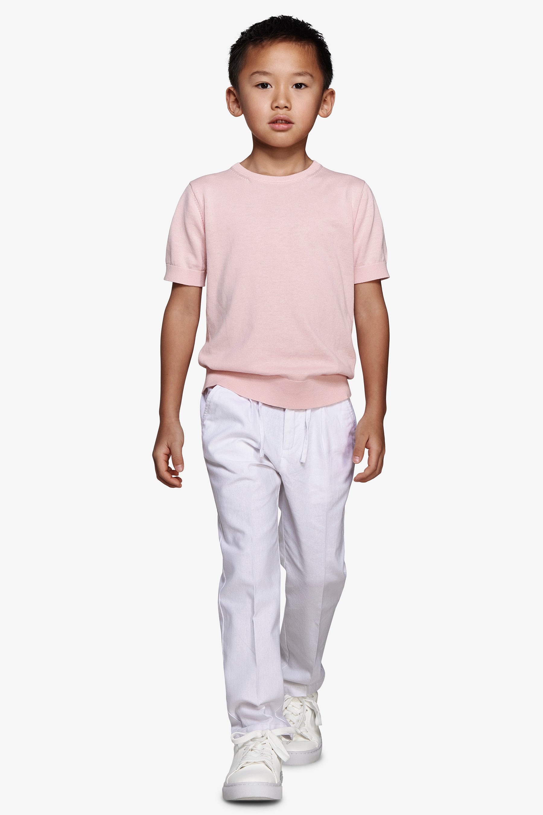 KIDS Pink brushed cotton crewneck sweater