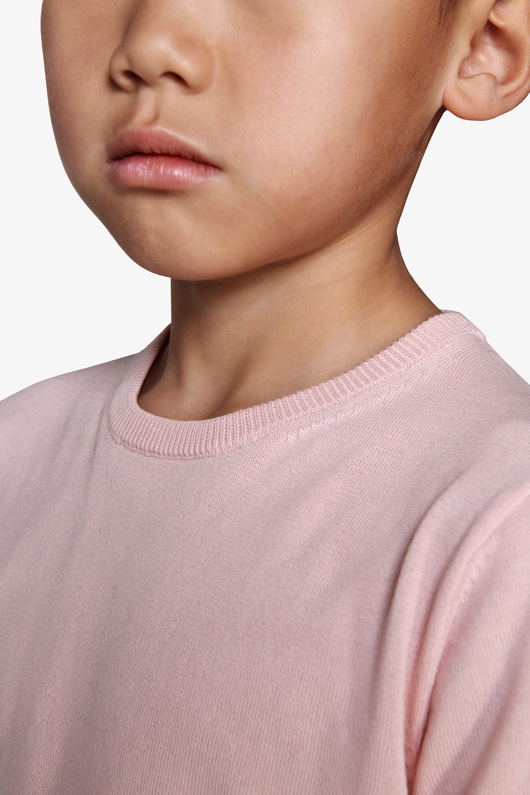 Jersey de cuello redondo algodón rasurado rosa Kids