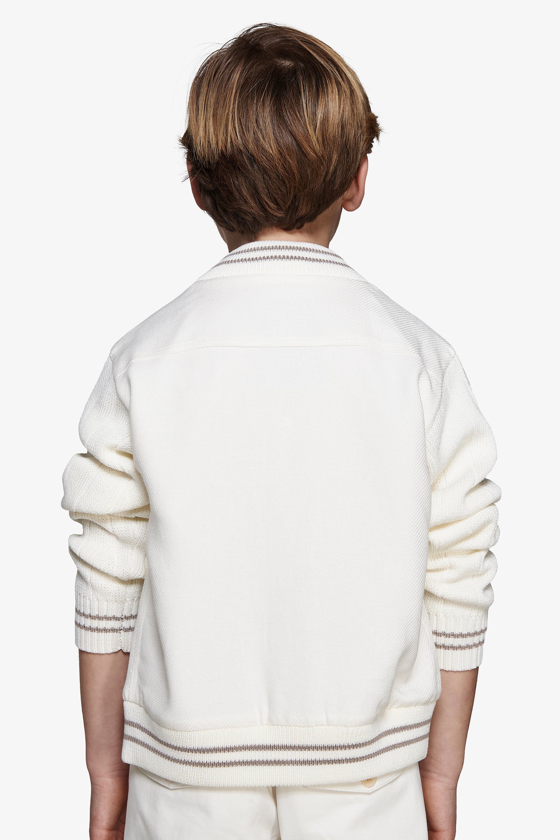 Bomber misto lino bimaterico panna Kids-Dan John